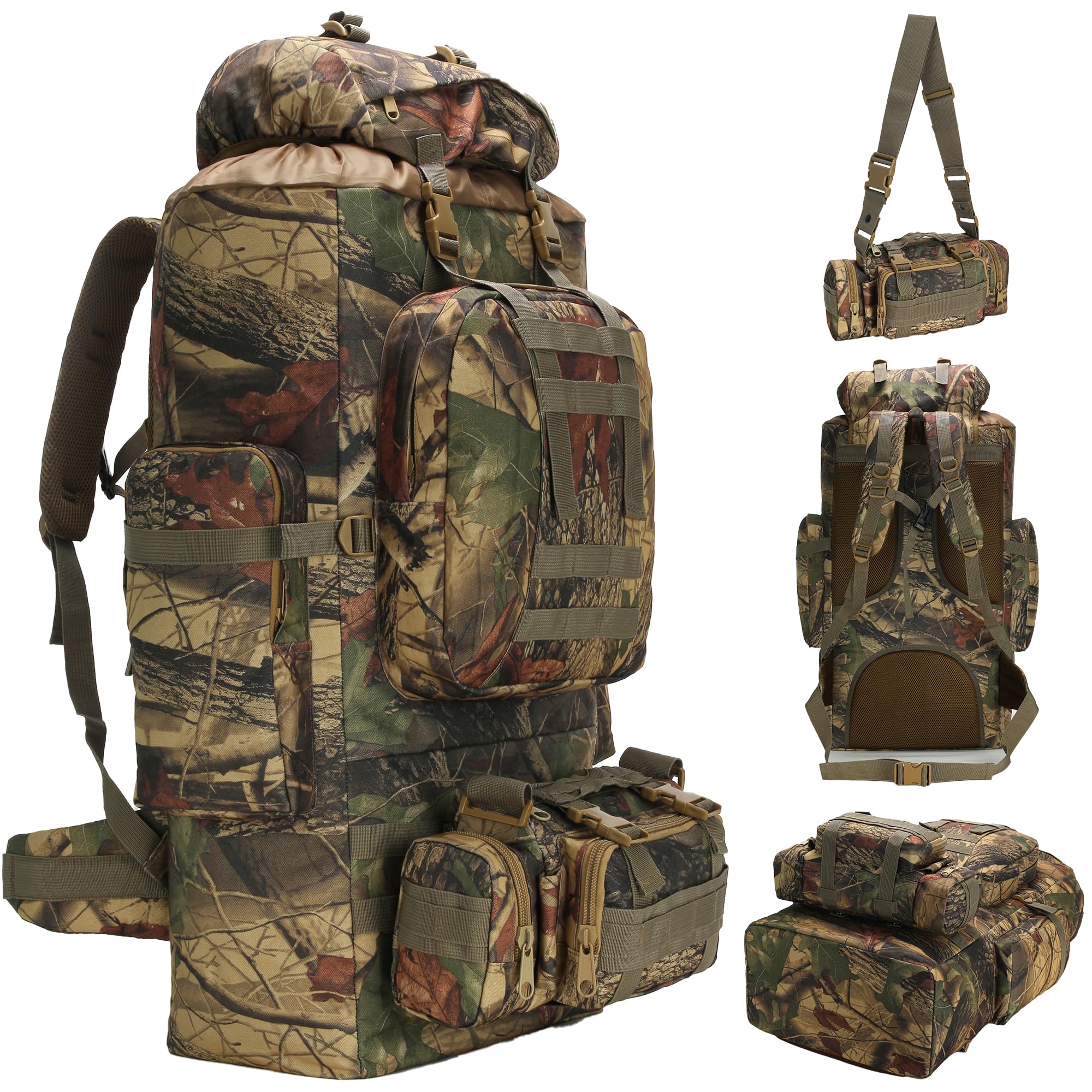 HongXingHai 100L Camping Hiking Backpack,Molle military Tactical rucksack backpack,Waterproof Lightweight Hiking Backpack (Maple Leaf) — image 1