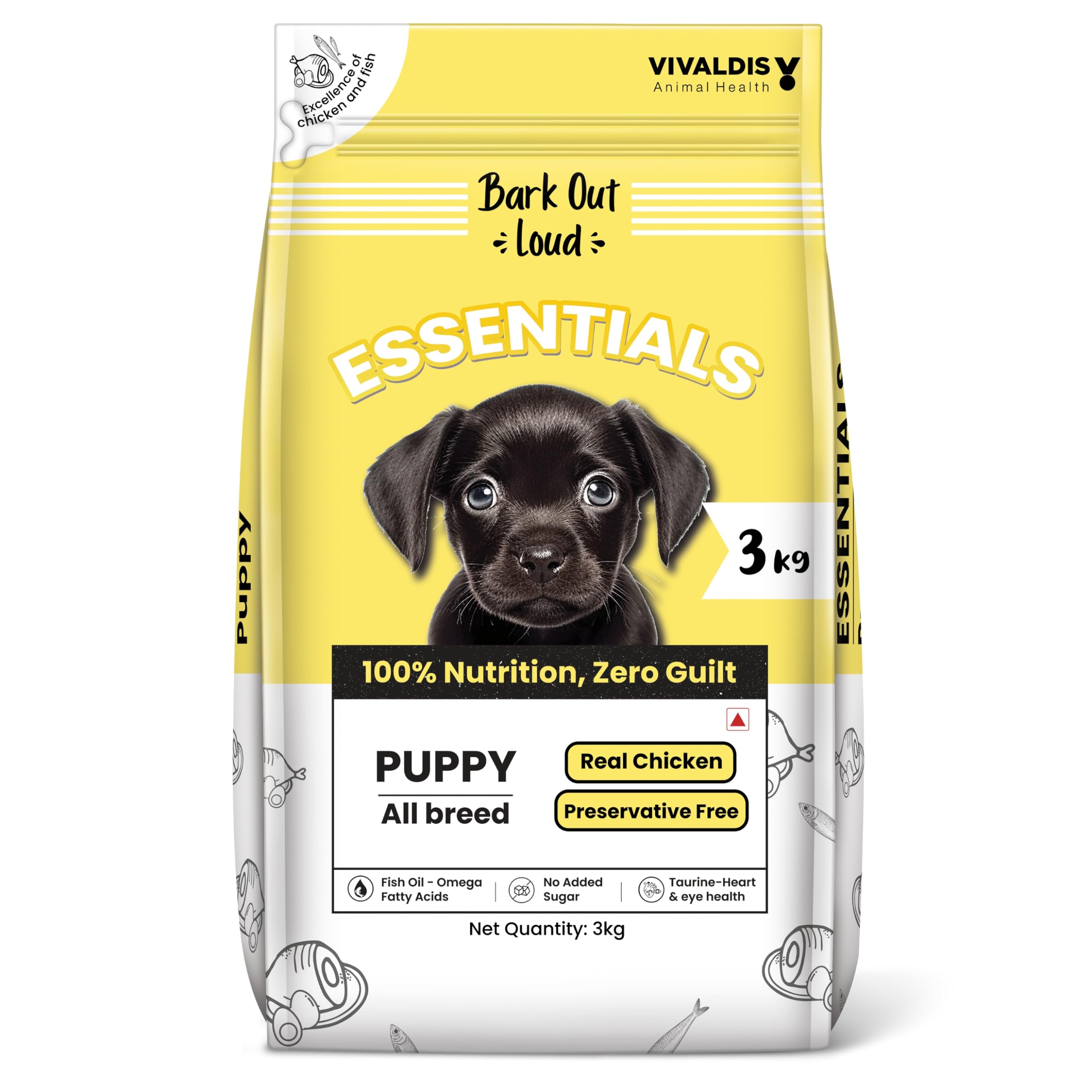 BARK OUT LOUD Essentials,Vivaldis - Puppy Dry Dog Food, Tailored Nutrition for Puppies, Chicken & Egg, Added Taurine & Fish Oil, Preservative Free Kibbles for Puppy -3kg, 3 count (B0D73V3KZM) Amazon Price History, Amazon Price Tracker