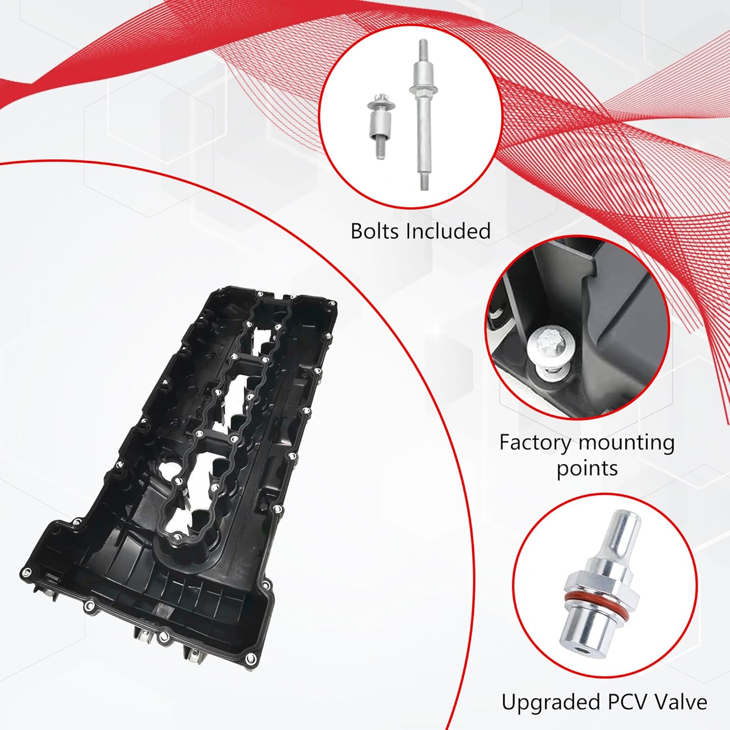 Cylinder Head Cover With Gasket & Bolt For BMW N54 Engine 135i 335i 535i 740i Z4 X6 2007-2014 Repalces 11127565284 11127565286 264936