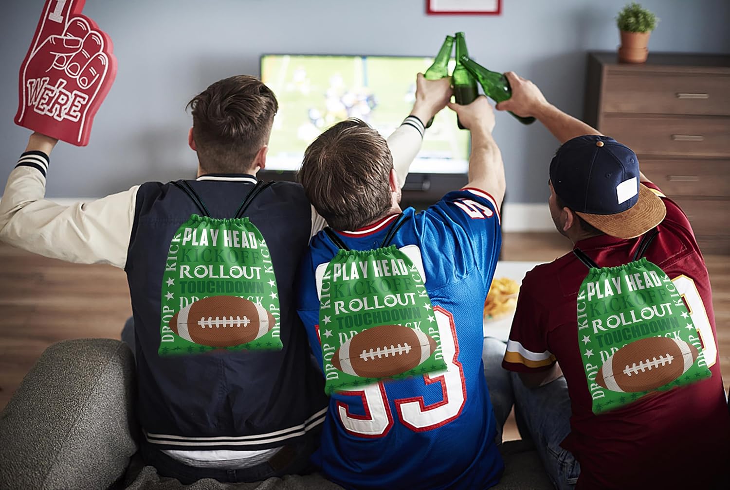 12 Pack Football Party Favor Drawstring Bags Sport Football Gift Backpack Candy Treat Bags Goodie Favor Bags for Sports Décor Birthday American football Theme Sports Party Decoration Supplies - Image 5