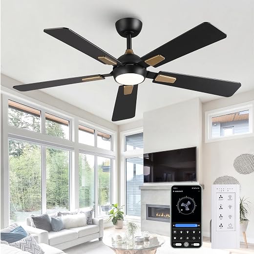 52" Ceiling Fan w/Lights, Remote, App - $79.99