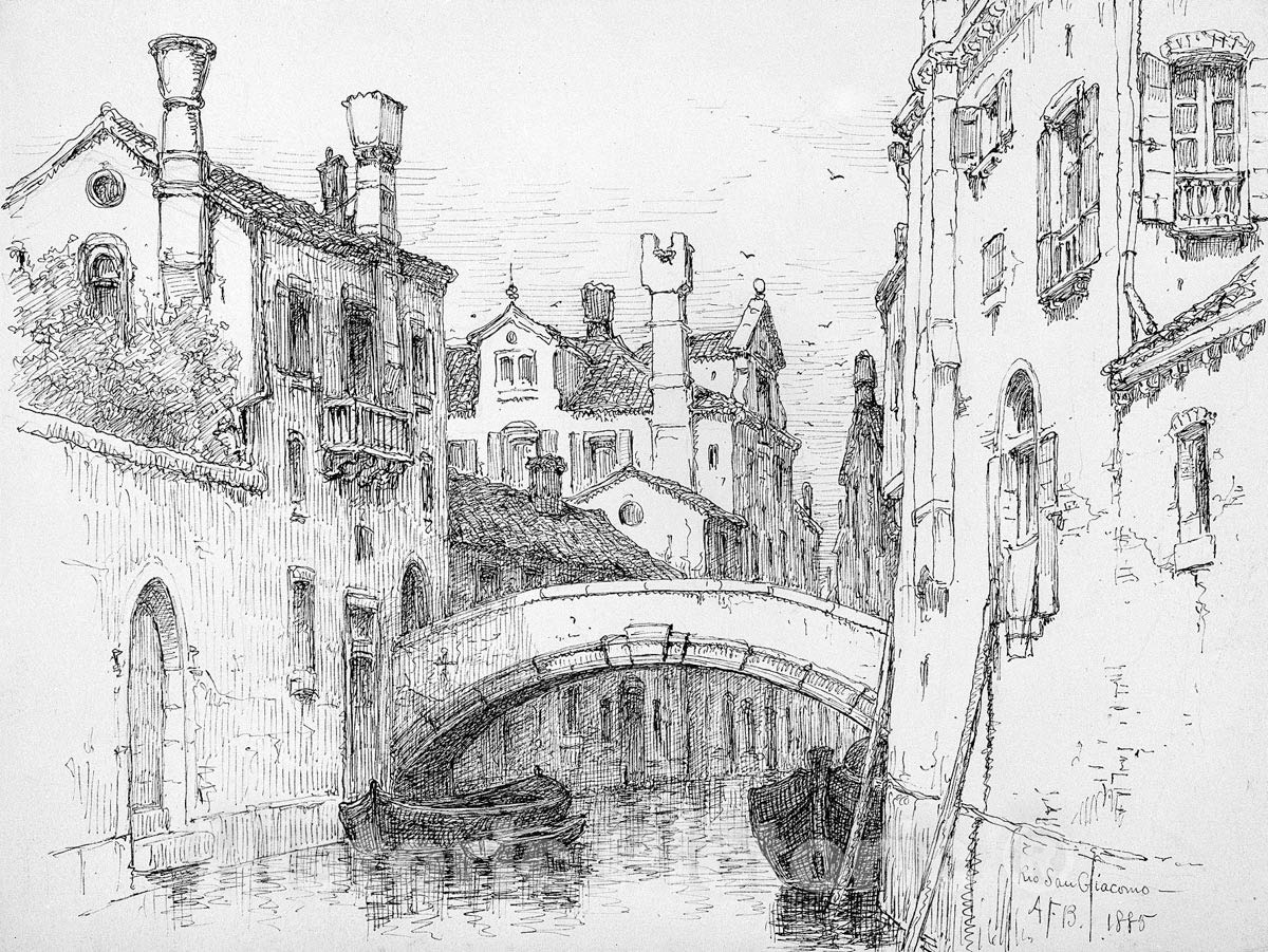 Historic Pictoric Art Print : Andrew Fisher Bunner - Rio San Giacomo, Venice : Vintage Wall Décor : 24in x 18in