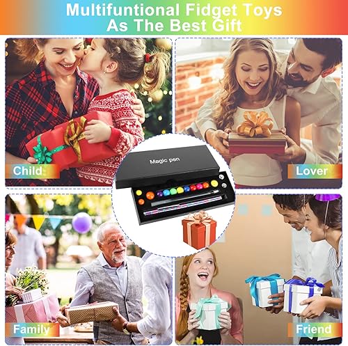 Miniatura 7 de Moonhua Juguete magnético para la ansiedad imán de arco iris juguete de escritura de metal para aliviar la ansiedad bolígrafo multifuncional de