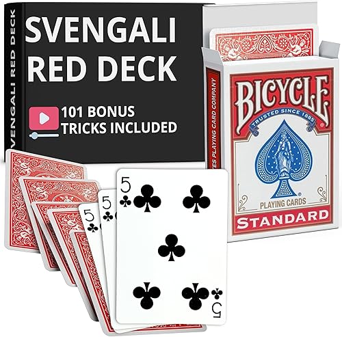 Miniatura 35 de Ted's Sterling Magic Precision Red Rider Back Bicicleta Svengali Deck con instrucciones para más de 100 trucos (6 de clubes)