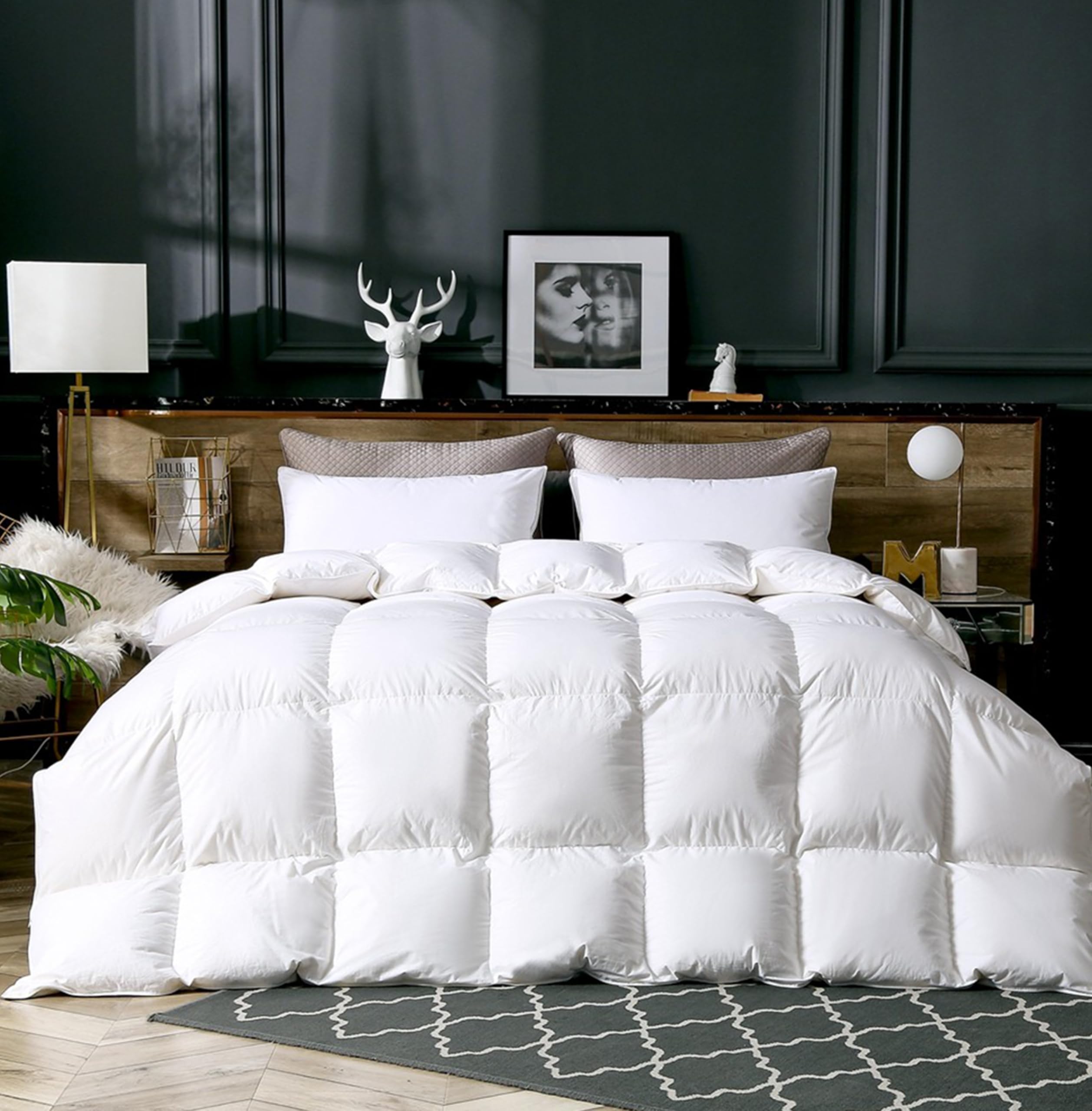 EGYPTO Luxurious 10.5 Tog White Duck Feather and Down Duvet Single – 100% Cotton Box Stitch Design Cover - Hotel Quality Warmth & Comfort - Hypoallergenic Down Proof Duck Feather Duvet – (Single) — image 1