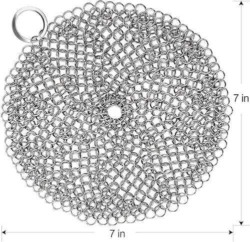 Miniatura 3 de Limpiador de hierro fundido prémium de acero inoxidable 316L para sartén de hierro fundido sartenes y utensilios de cocina presazonados redondos 7