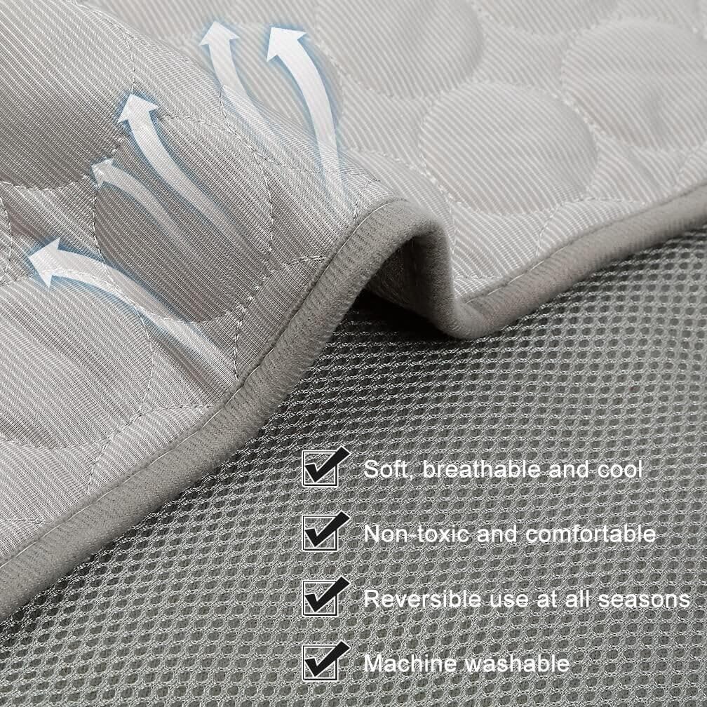review Pet Cooling Mat for Dog Puppy Cat Washable Cooling Pad, Reusable Ice Silk Dog Self Cooling Mat, Pet Sleeping Pad Blanket for Pet Beds Kennels Couches Sofa Floors Car Seats, X-Large, GREY