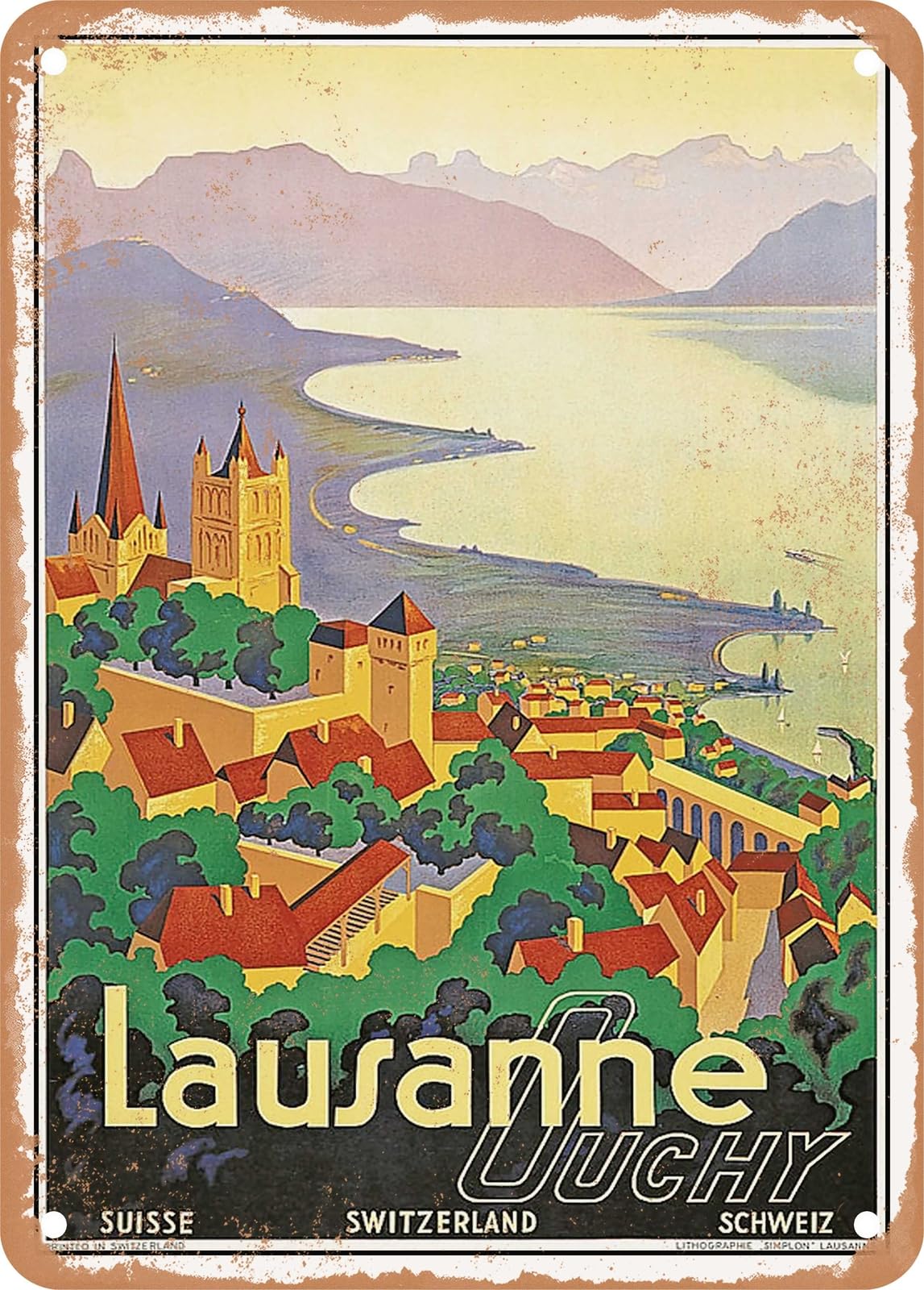 METAL SIGN - 1937 Lausanne-Ouchy, Switzerland Vintage Ad home decor