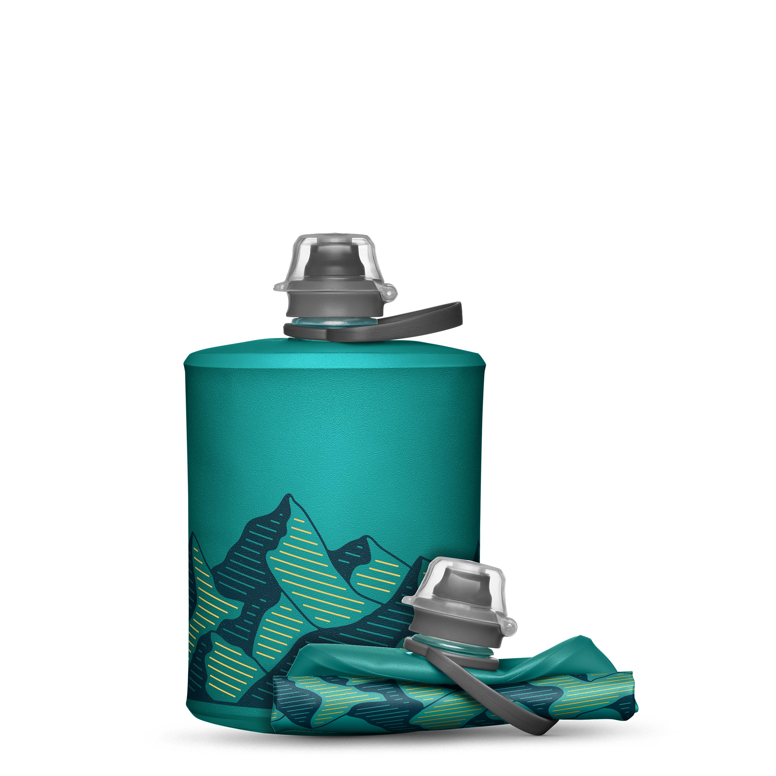 HydraPak Stow Foldable Backpack Water Bottle (500ml) - BPA Free, Ultralight with Leak Proof Snap Cap - Glacier Blue