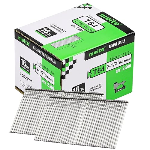 Vista 17 de meite Clavos de acabado de calibre 16, 1-1/4 pulgadas, 16GA, uñas de acabado recto galvanizado para pistolas de clavo eléctricas o neumáticas