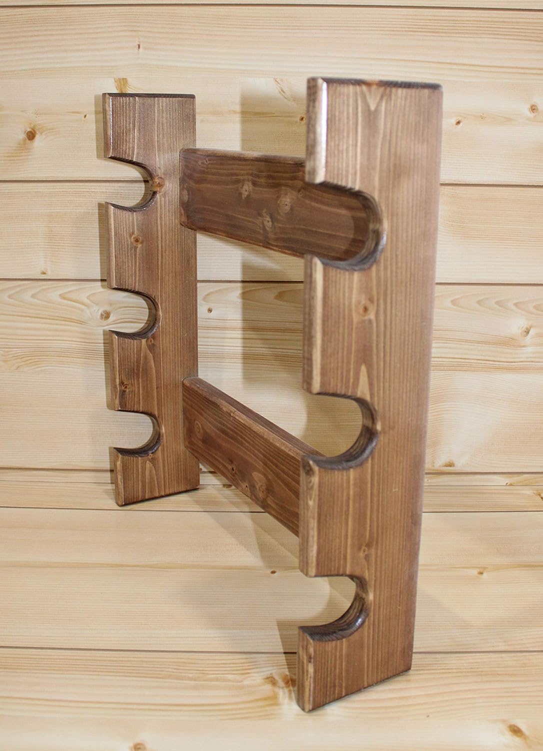 Rustic Wooden Rolling Pin Rack for 3 Rolling Pins – Wall Mounted Rolling Pin Holder with Farmhouse Kitchen Display Shelf