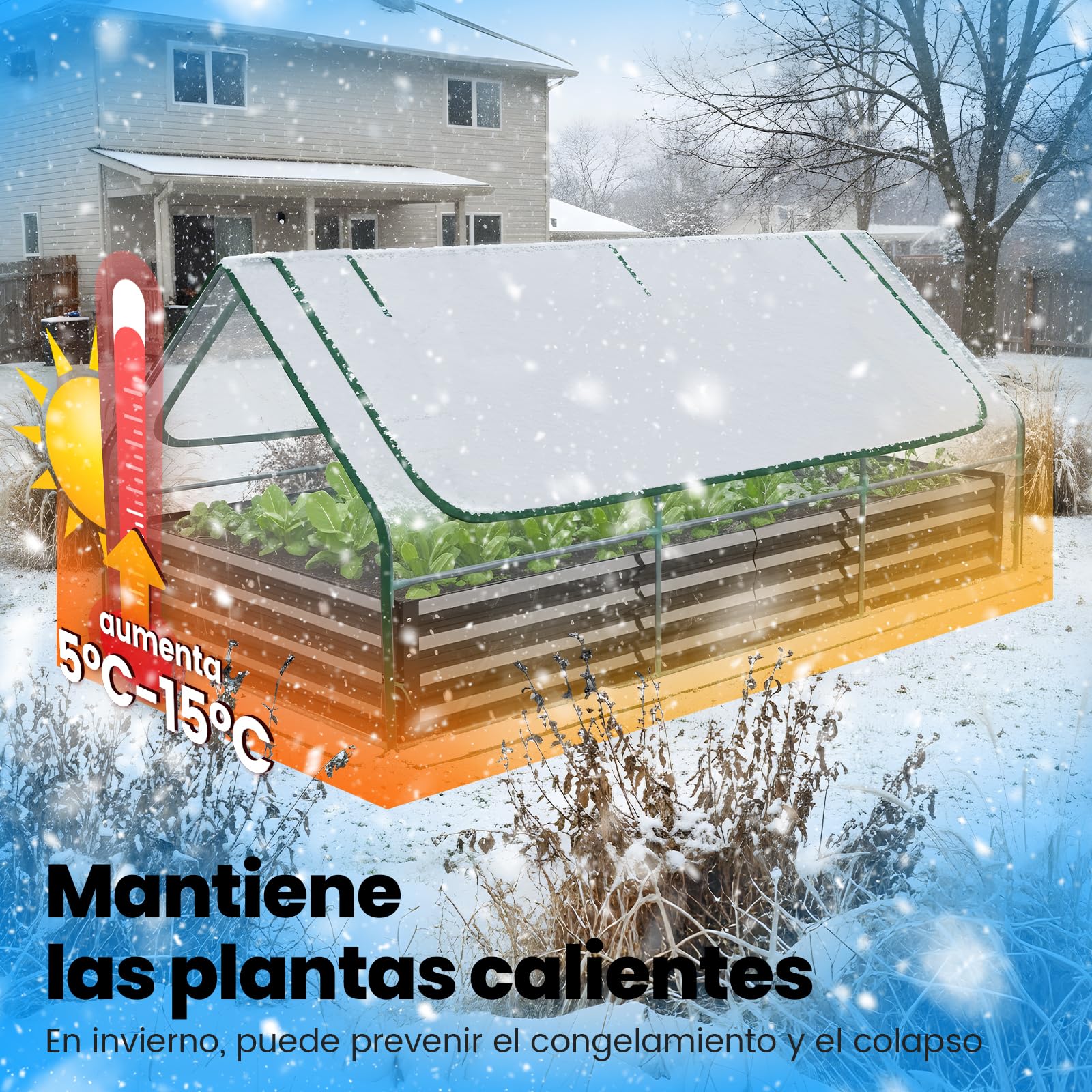 Quictent Jardineras Elevadas de Metal Galvanizado con Cubierta de Mini Invernadero, Macetero 3 en 1 Grande para Jardines, Patios y Terrazas, 240x120x30cm