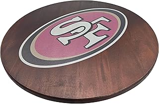 18” Wooden Lazy Susan - San Francisco 49ers Logo by Fan Creations - Decorative Turntable Rack for Kitchen, Storage, Dining Buffet Tables - Tabletop Accessory for NFL Game Day, Parties, Man Cave
