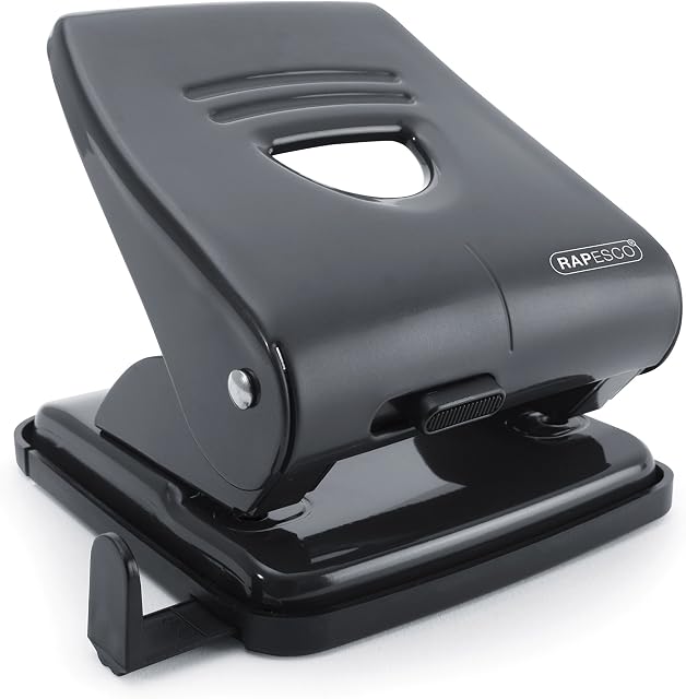 Rapesco PF827AB1 827 2-Hole Metal Punch, 30 sheet Capacity - Black
