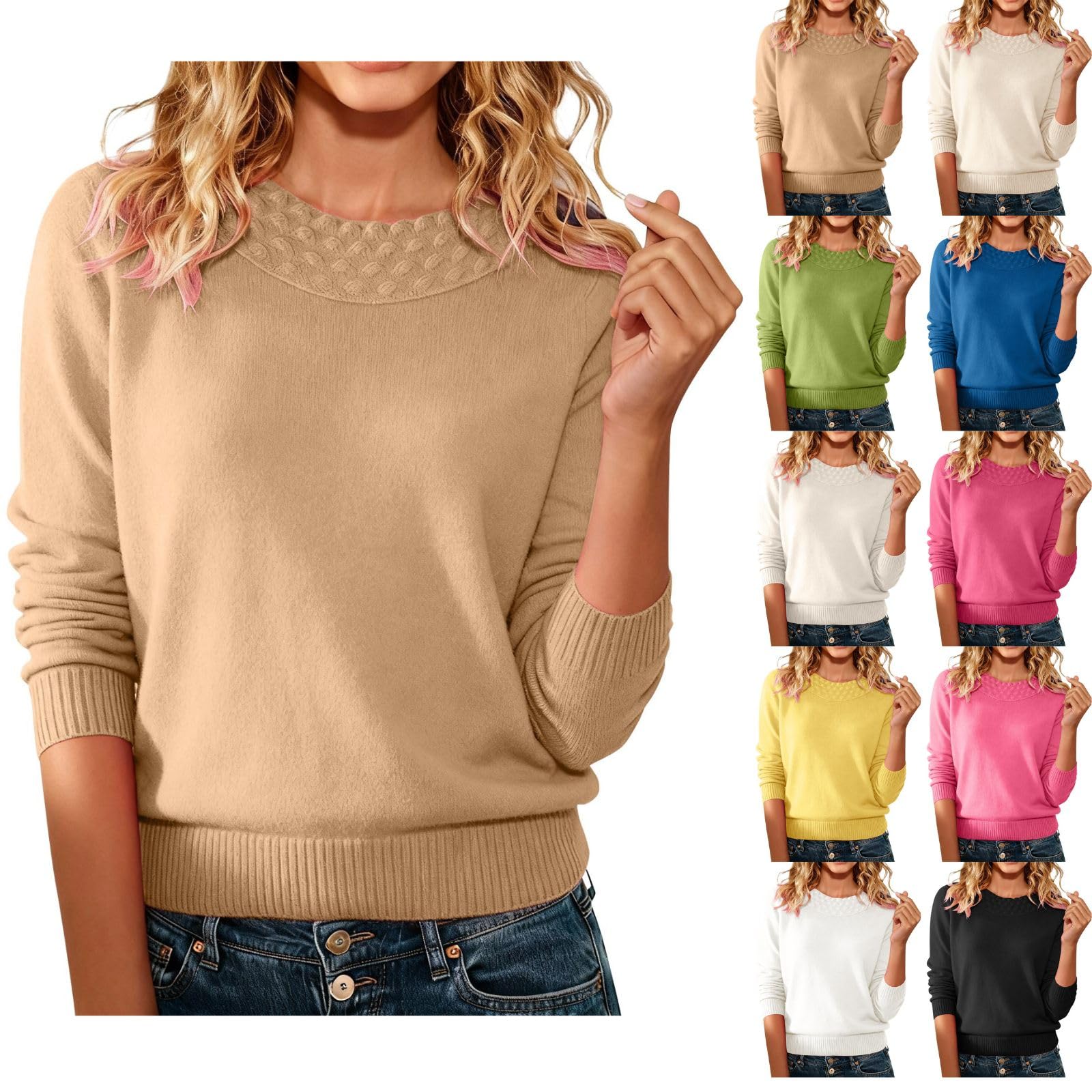 Warm Cashmere Sweaters for Women Crew Neck Classic Soft Pullover Sweater Loose Casual Long Sleeve 2025 Fall Winter