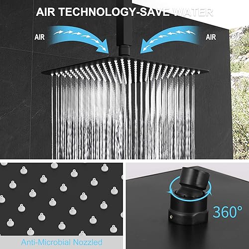 Miniatura 4 de SunCleanse Juego de grifos de ducha con sistema de ducha, color negro mate, cabezal de ducha de lluvia montado en la pared de 10 pulgadas con