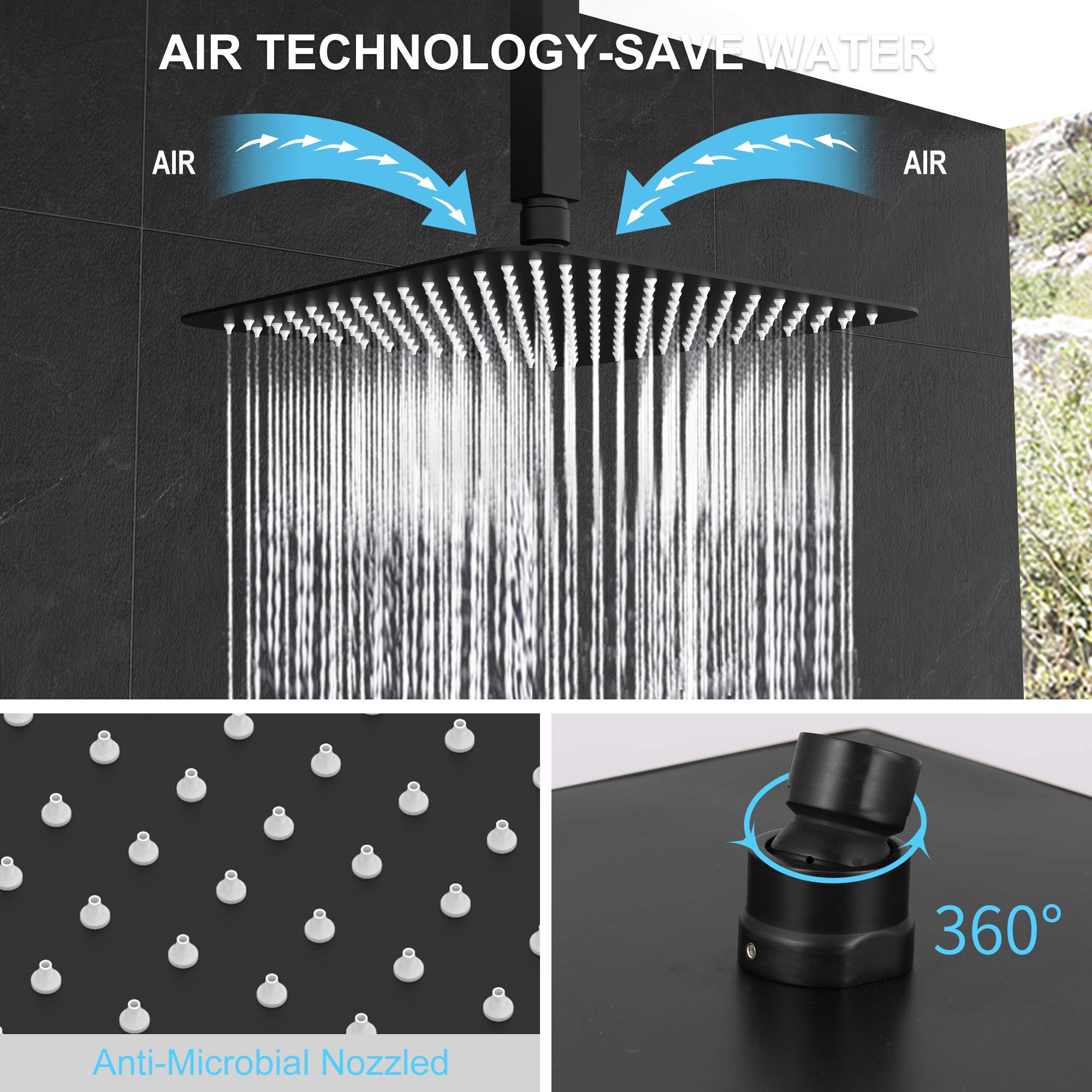 Ceiling Mounted Shower System,Suncleanse 10 Inches Shower Faucet Square