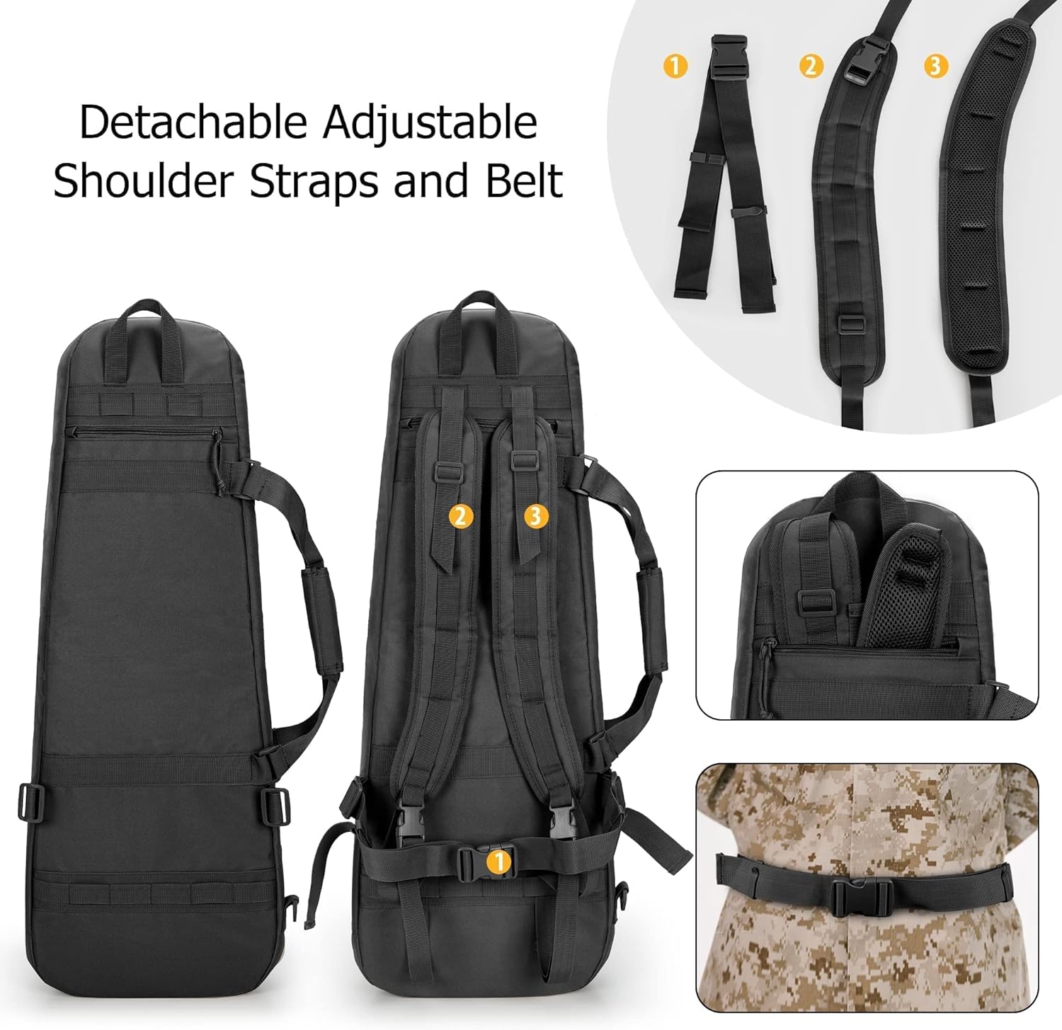 DSLEAF 32” Double Short Barrel Rifle Case with Pistol Magazine Storage Bag for 2 Rifles and 23 Magazines, Black
