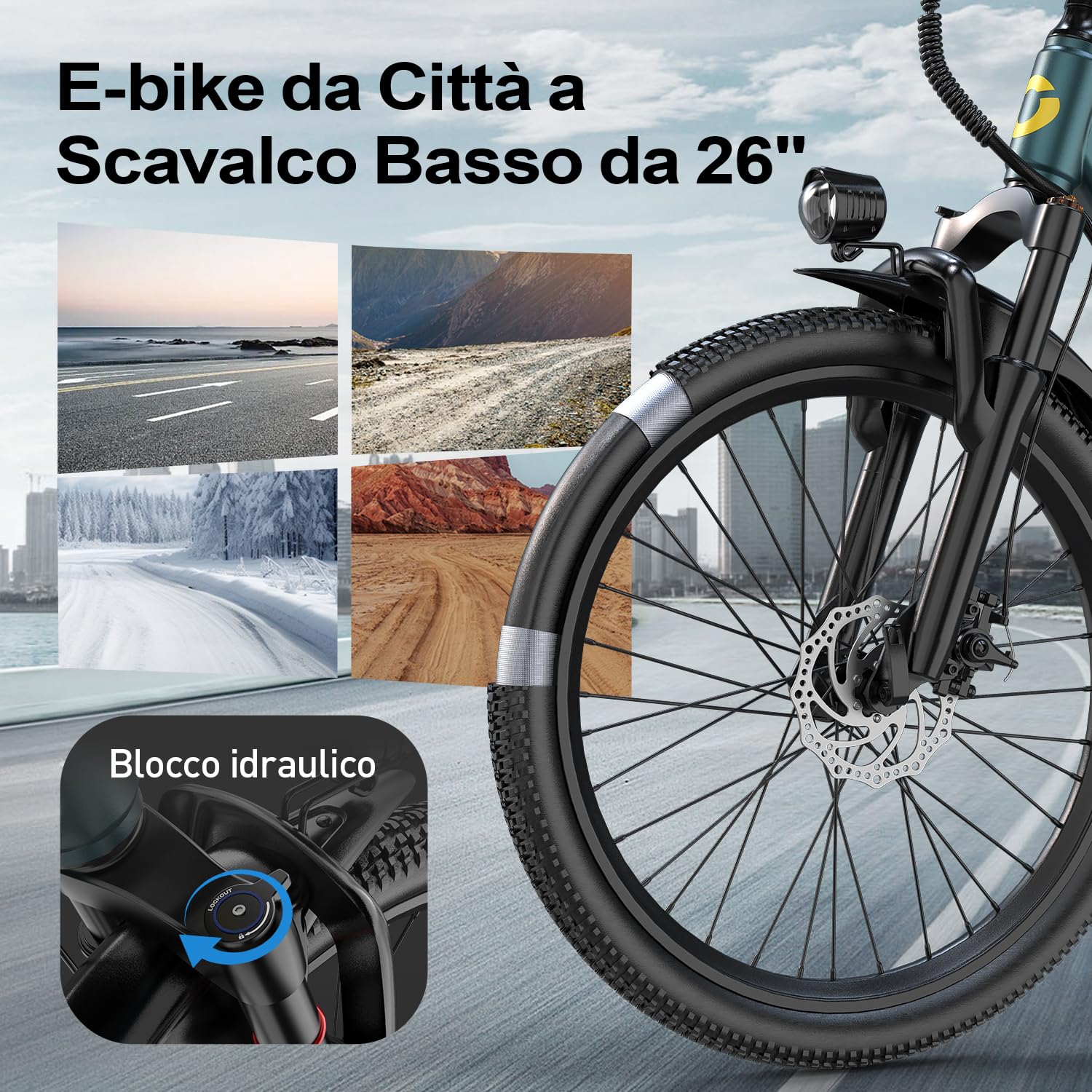 E Bike Herren mit 36V 10Ah Batterie, 7-Gang Getriebe mit LCD-Display, 250W Motor & 25km/h, 80km Langstrecke, 24/26 Zoll Pendler Elektrofahrrad für Erwachsene (26 Zoll GT300 Black)