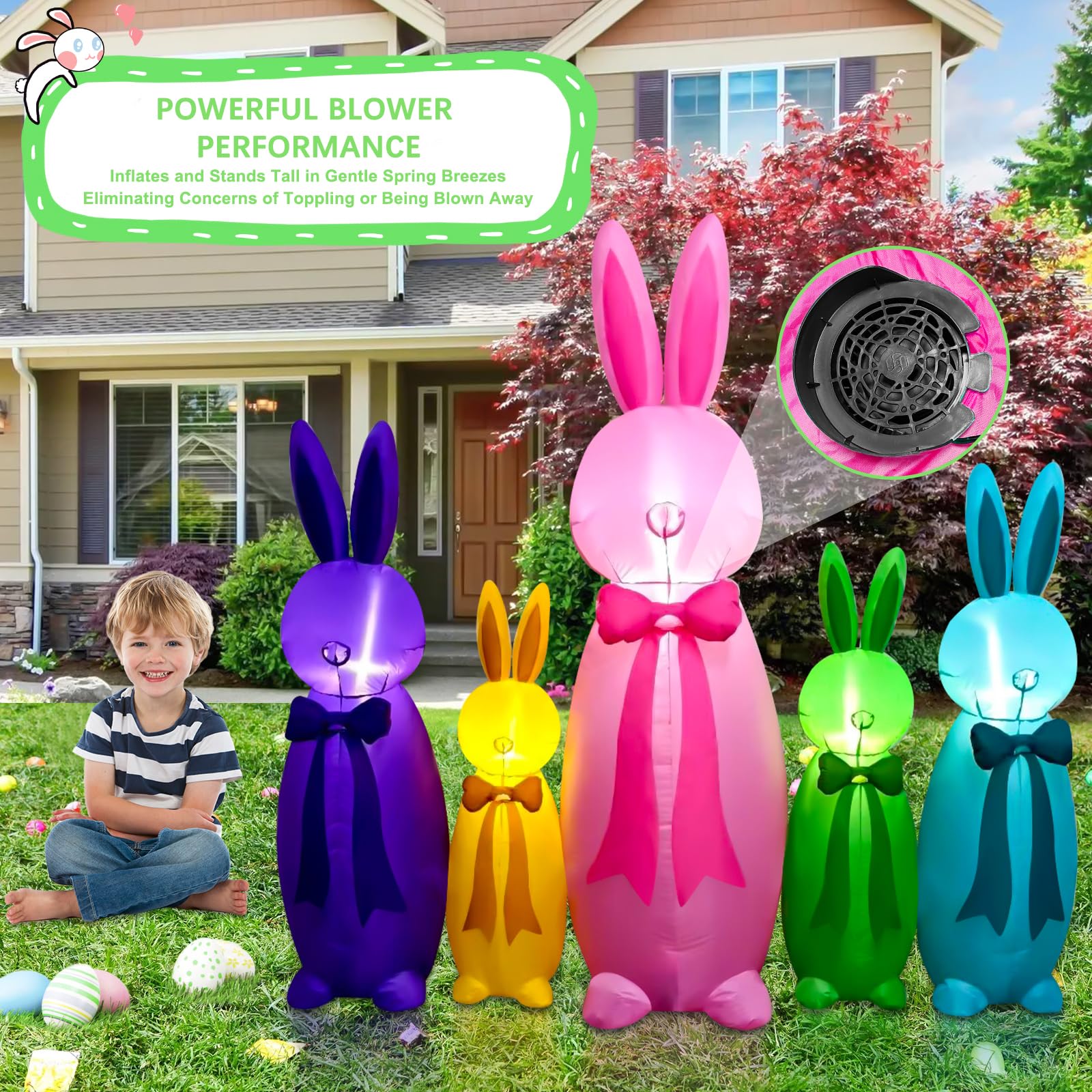 Snapklik.com : 6FT Easter Inflatables Bunny Outdoor Decorations, Build ...