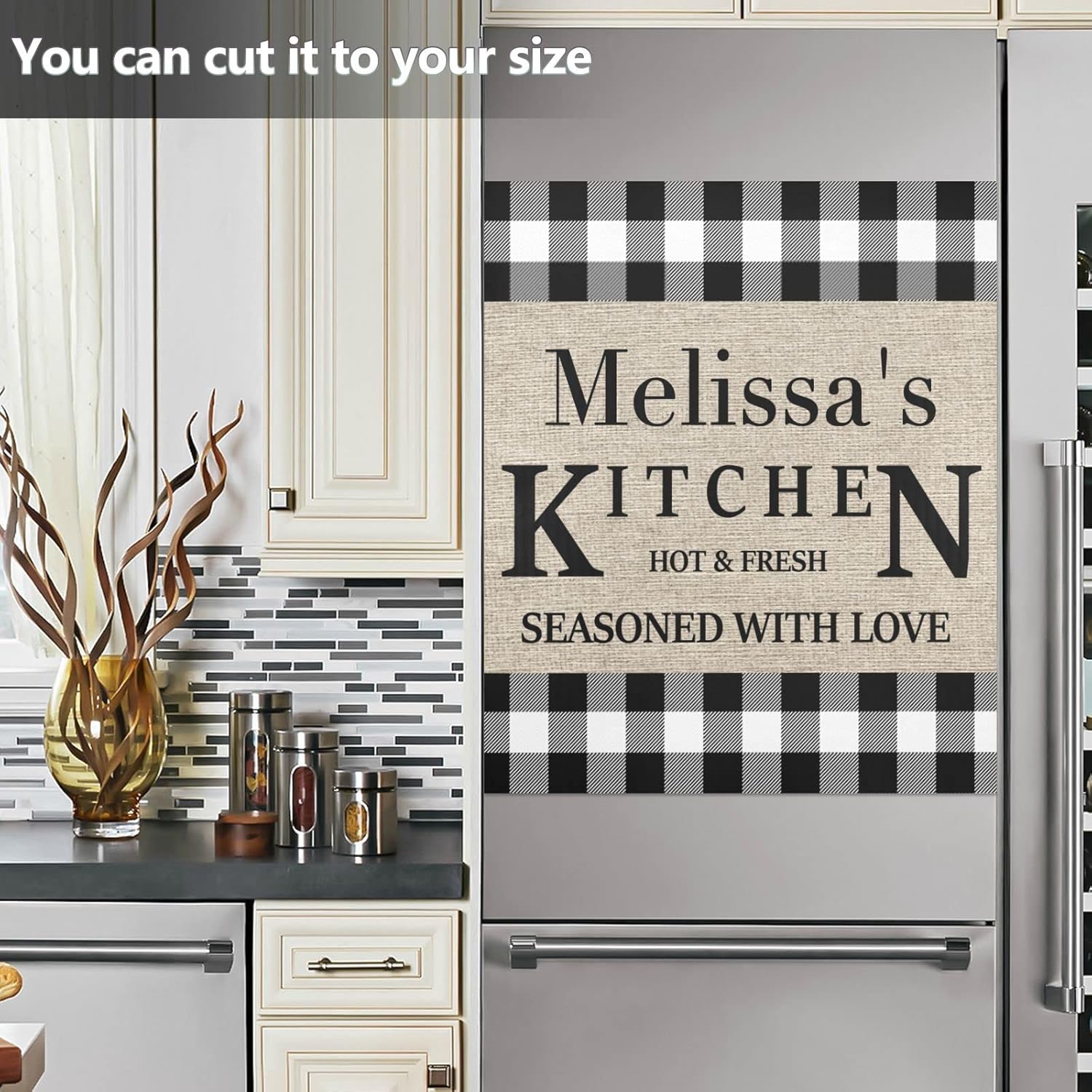 White Plaid Buffalo Farmhouse Custom Dishwasher Magnet Cover Dishwasher Magnets Decorative Cover Magnetic Dishwasher Cover Panel Magnetic Refrigerator Cover for Farmhouse Kitchen Home - 23 X 26 in