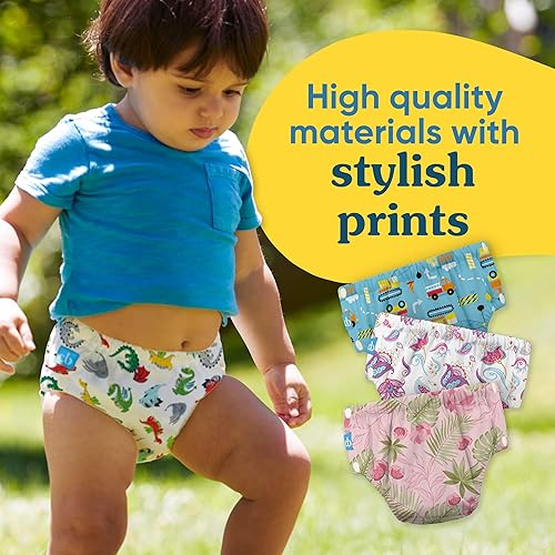 Miniatura 8 de Charlie Banana Reusable Potty Training Underwear with Snaps, Designed to minimize Accidents, Pink Forest, Size S (12-20 lbs)