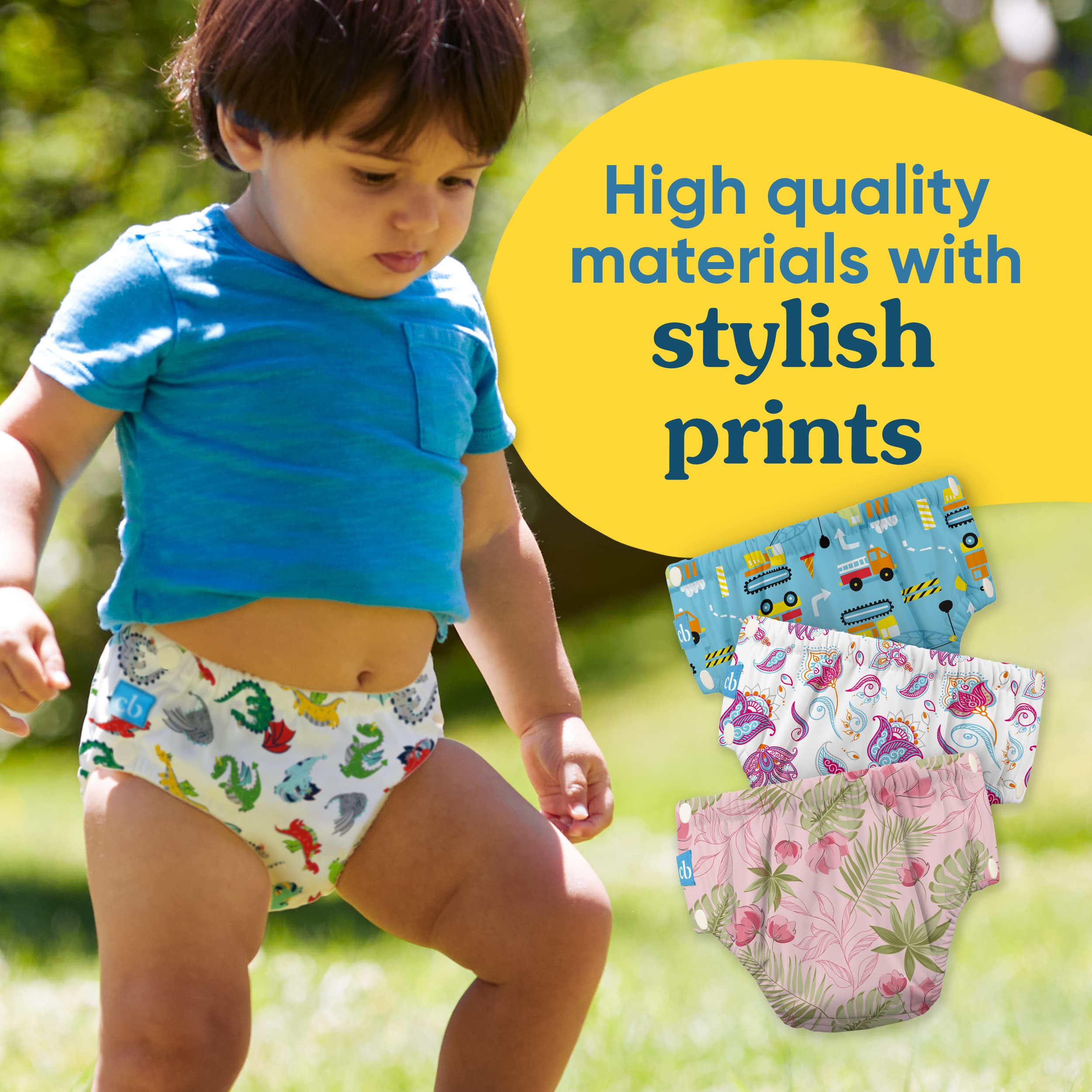 Charlie Banana Calzoncillos Reutilizables de Aprendizaje para Orinal con Broches, Ropa Interior de Entrenamiento Absorbente para Bebés y Niños, Minimiza Accidentes, Construction, Talla XL (13–19 kg)