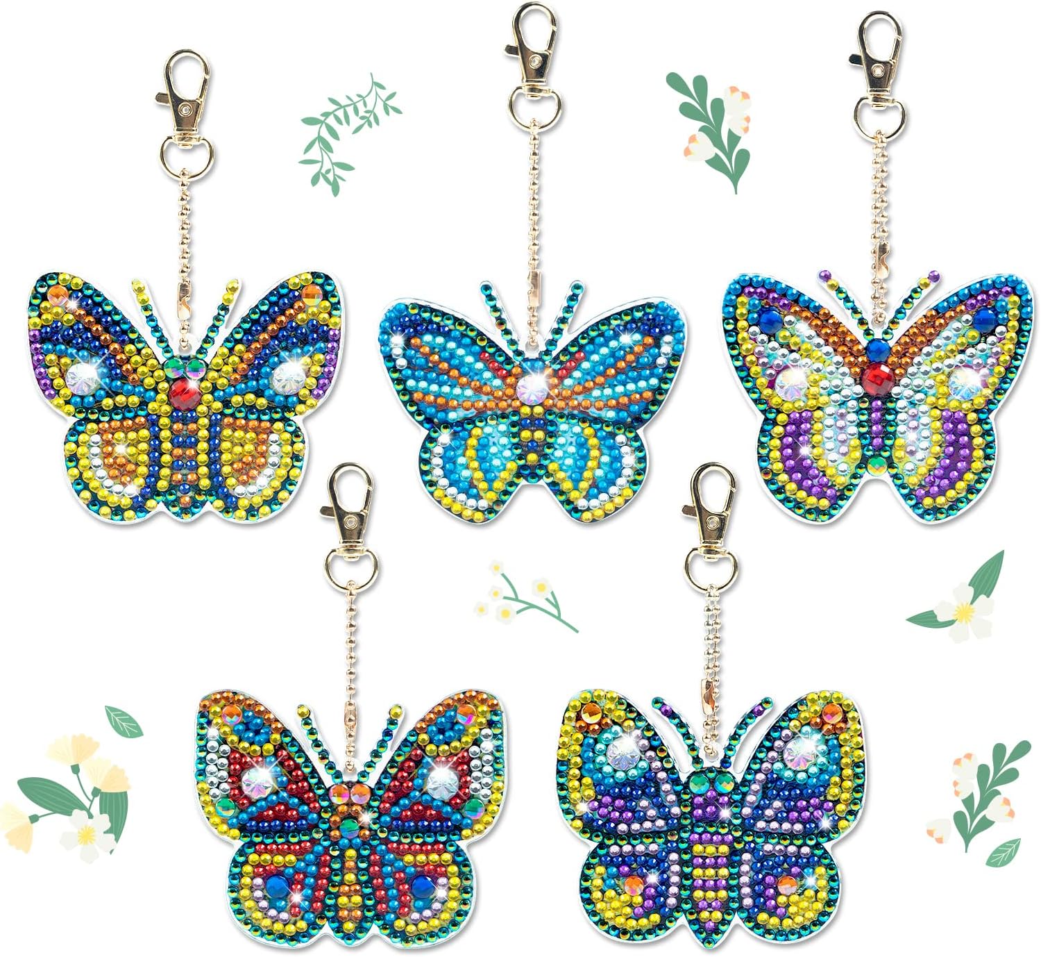 Sonsage 5 PCS Diamond Painting Keychains Kits for Adult