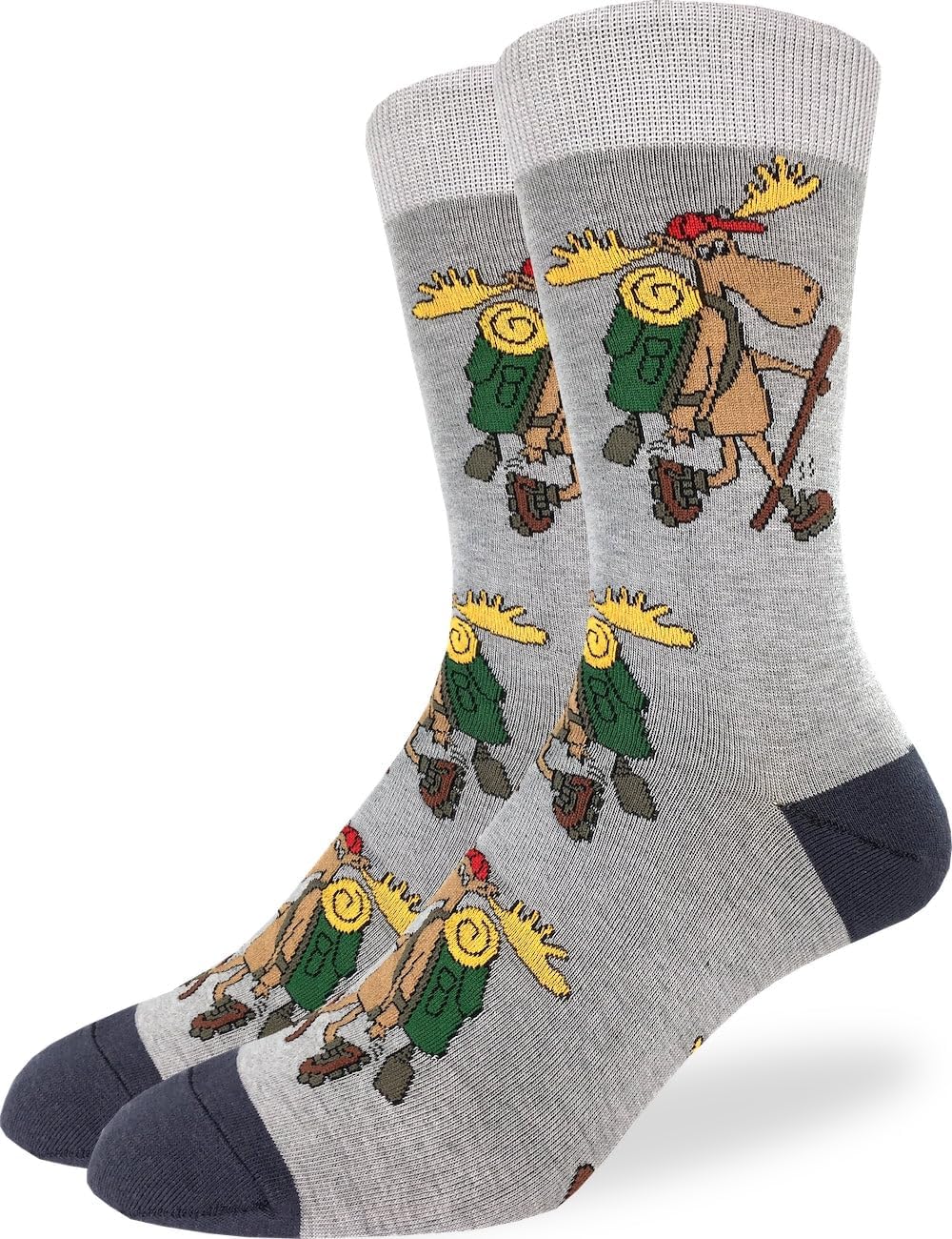 Good Luck Sock Men's Hiking Moose Socks, Adult, Shoe Size 7-12