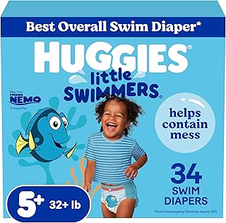 Huggies Little Swimmers Disposable Swim Diapers, Size 5-6 (32+ lbs), 34 Ct (2 Packs