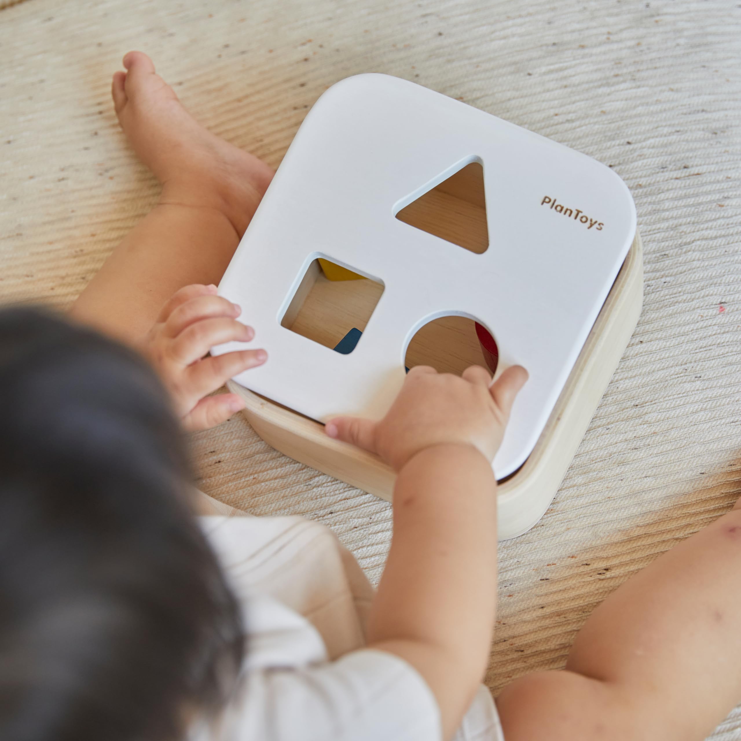 PlanToys Shape and Sort It Out Bin Giocattolo in legno Montessori in legno | Motore fine, risoluzione dei problemi e attività di apprendimento matematico precoce | Giocattolo educativo ecologico