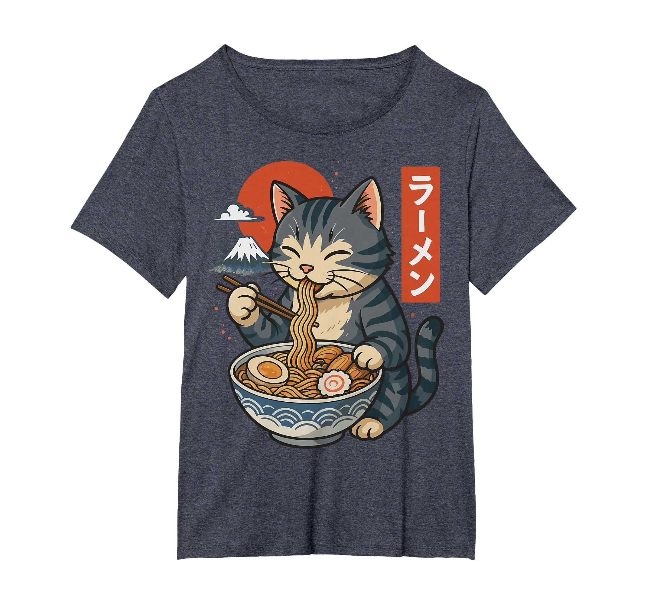 Anime Cat Eating Ramen Retro Kawaii Ramen Cat T-Shirt