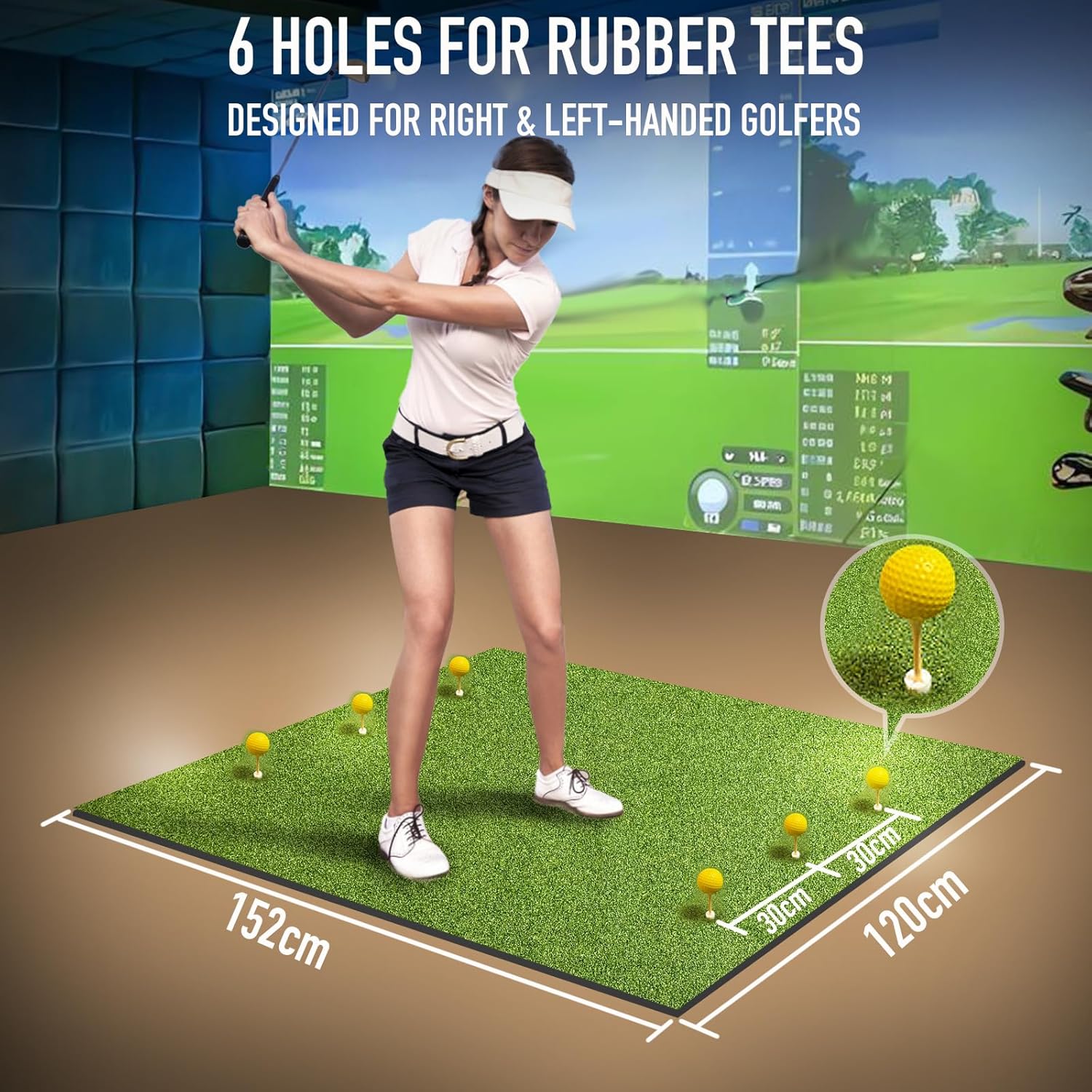 Golf Mat, 31MM 5x4ft Dense Elite Golf Hitting Mats Practice with 9 Balls, 9 Tees, PE Grass Heavy Duty Artificial Hitting Training Matt for Backyard Driving Chipping Indoor Outdoor Simulators