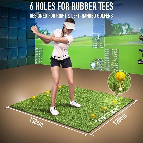 Golf Mat, 31MM 5x4ft Dense Elite Golf Hitting Mats Practice with 9 Balls, 9 Tees, PE Grass Heavy Duty Artificial Hitting Training Matt for Backyard Driving Chipping Indoor Outdoor Simulators