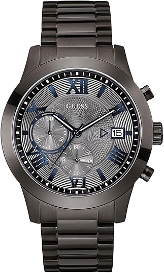 Guess Men's Analog Dress Watch| Stainless Steel Case| 50M Water Resistance