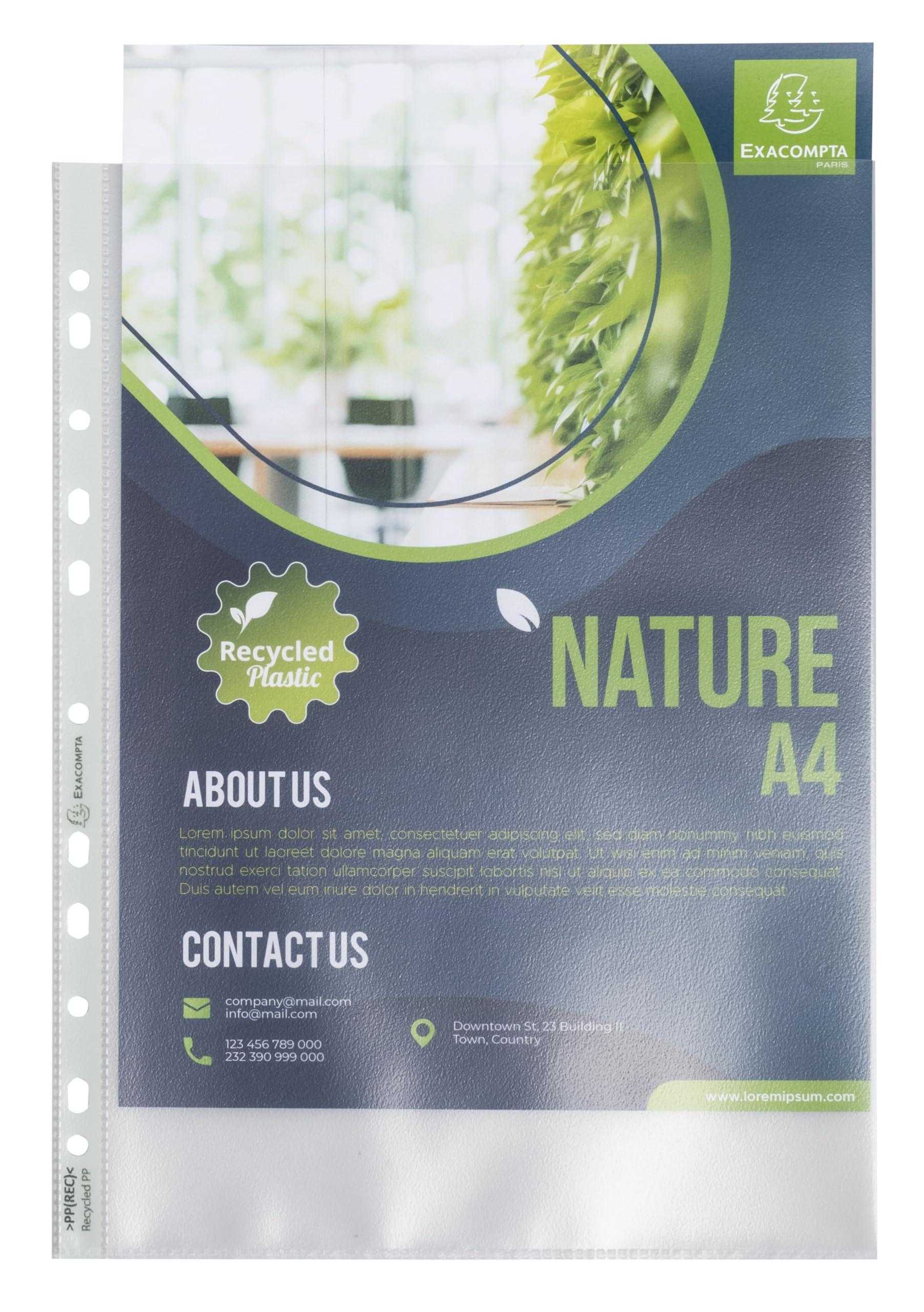 Exacompta - Ref 5330E - Bag of 50 A4 Forever Punched Pockets - Made of Recycled Grained Polypropylene - Thickness 9/100th - Dimensions: 23 x 30.5 cm - Translucent Crystal