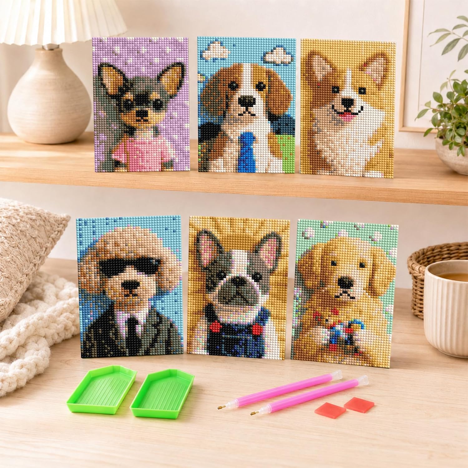 JATOK Square Drill Diamond Painting, 9-Pack, Dressed Dogs, 12 x 17 cm image 5