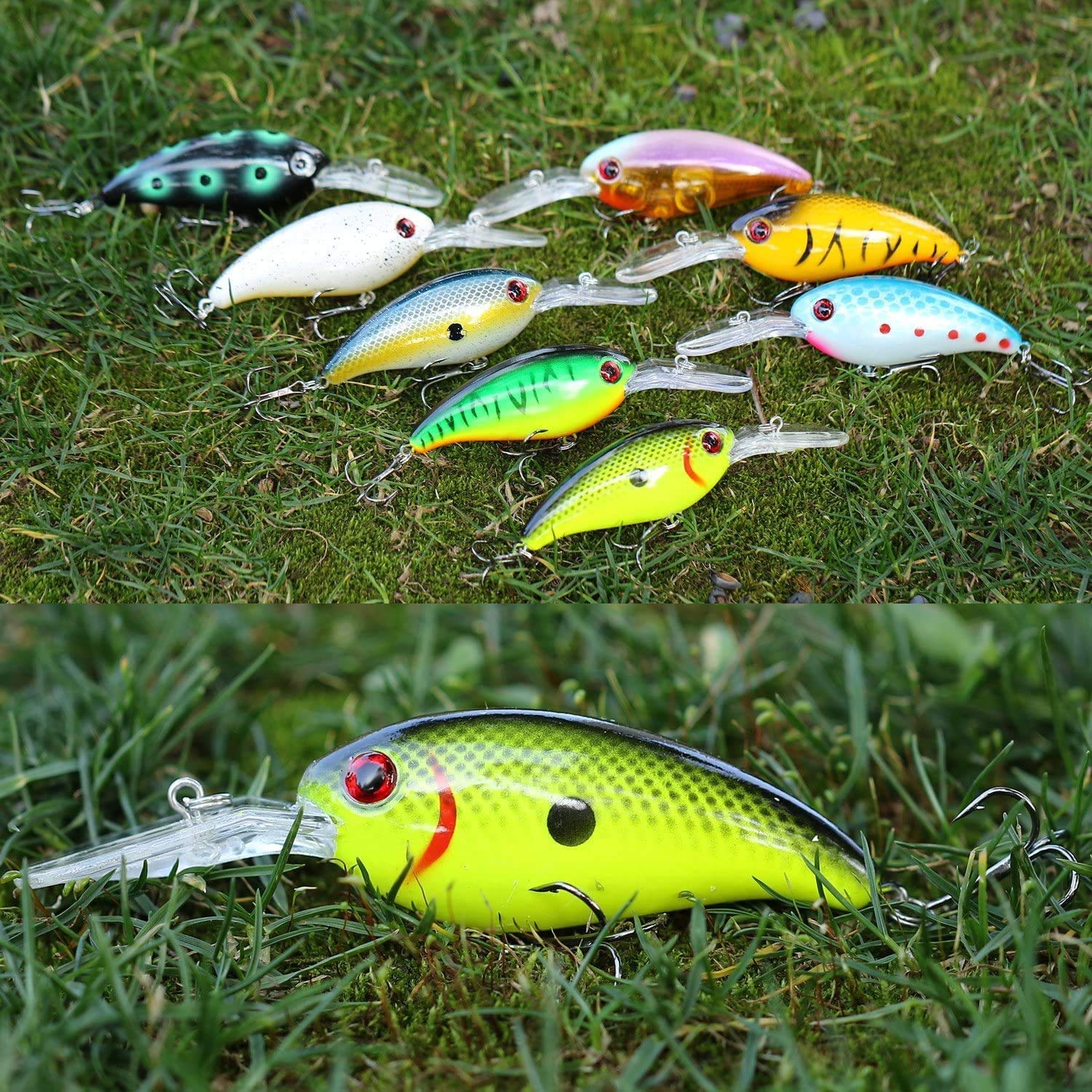 Sougayilang Señuelos de Pesca Superficial Buceo Profundo Swimbait Crankbait Pesca Wobble Cebos Duros multiarticulados para truchas de Agua Dulce y Agua Salada 8pcs / Pack