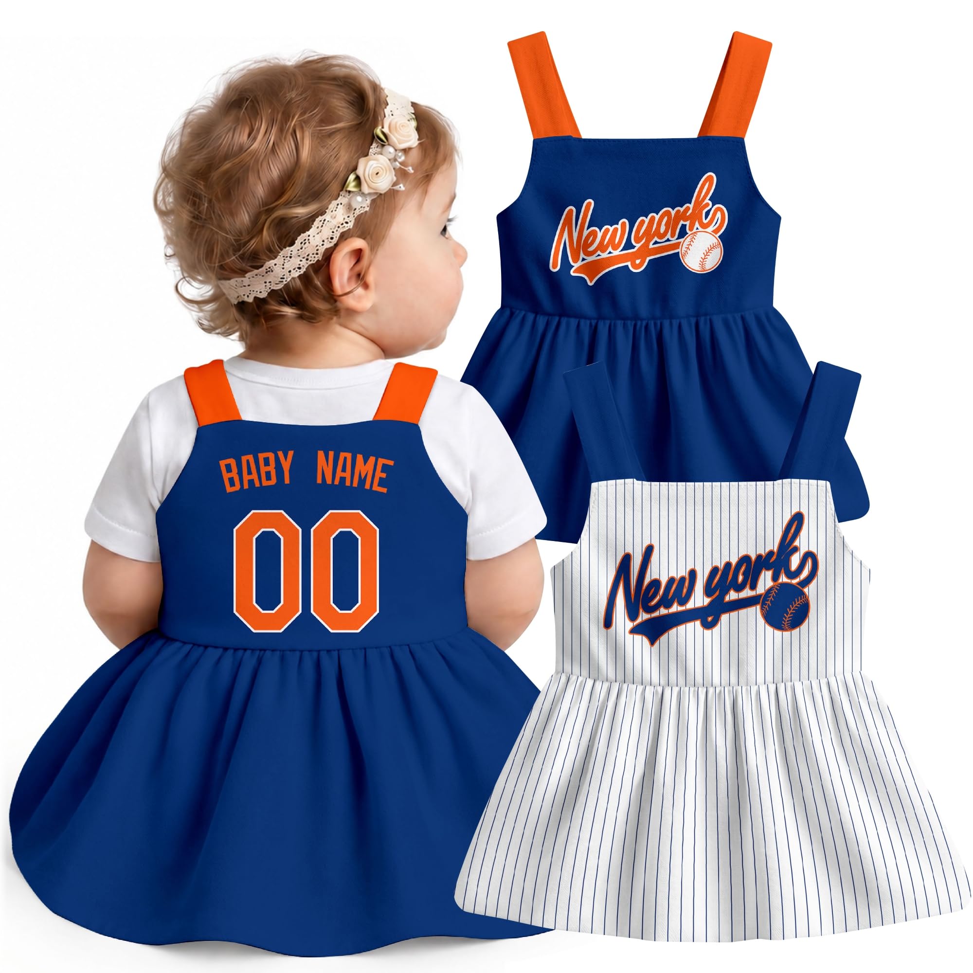 KREDE Baby Girl Clothes Custom Baby Strap Dress with Number Name for Baby Girl Gifts