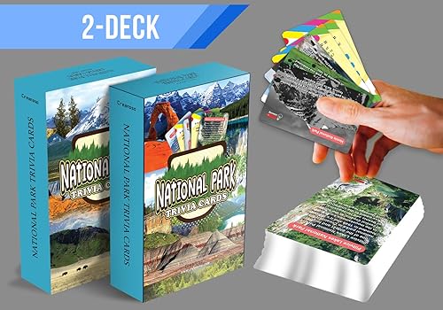 Miniatura 2 de Creanoso Tarjetas de trivia del Parque Nacional (2 mazos)  Juegos temáticos de accesorios para fiestas temáticas  Relleno de calcetines para