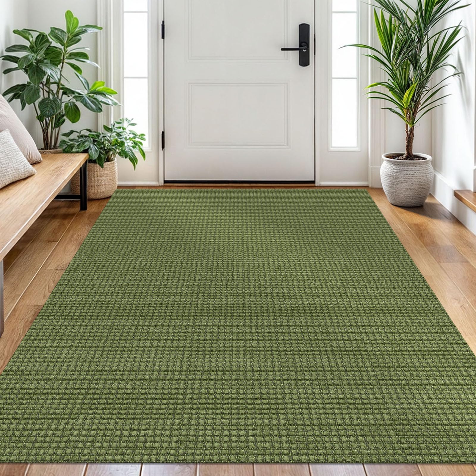 EARTHALL Woven Area Rug 4x6 Ft Washable Rugs for Entryway Non Slip Braided Throw Rugs Bedroom Carpet Cotton Entry Rug Cotton Floor Carpets for Bedroom