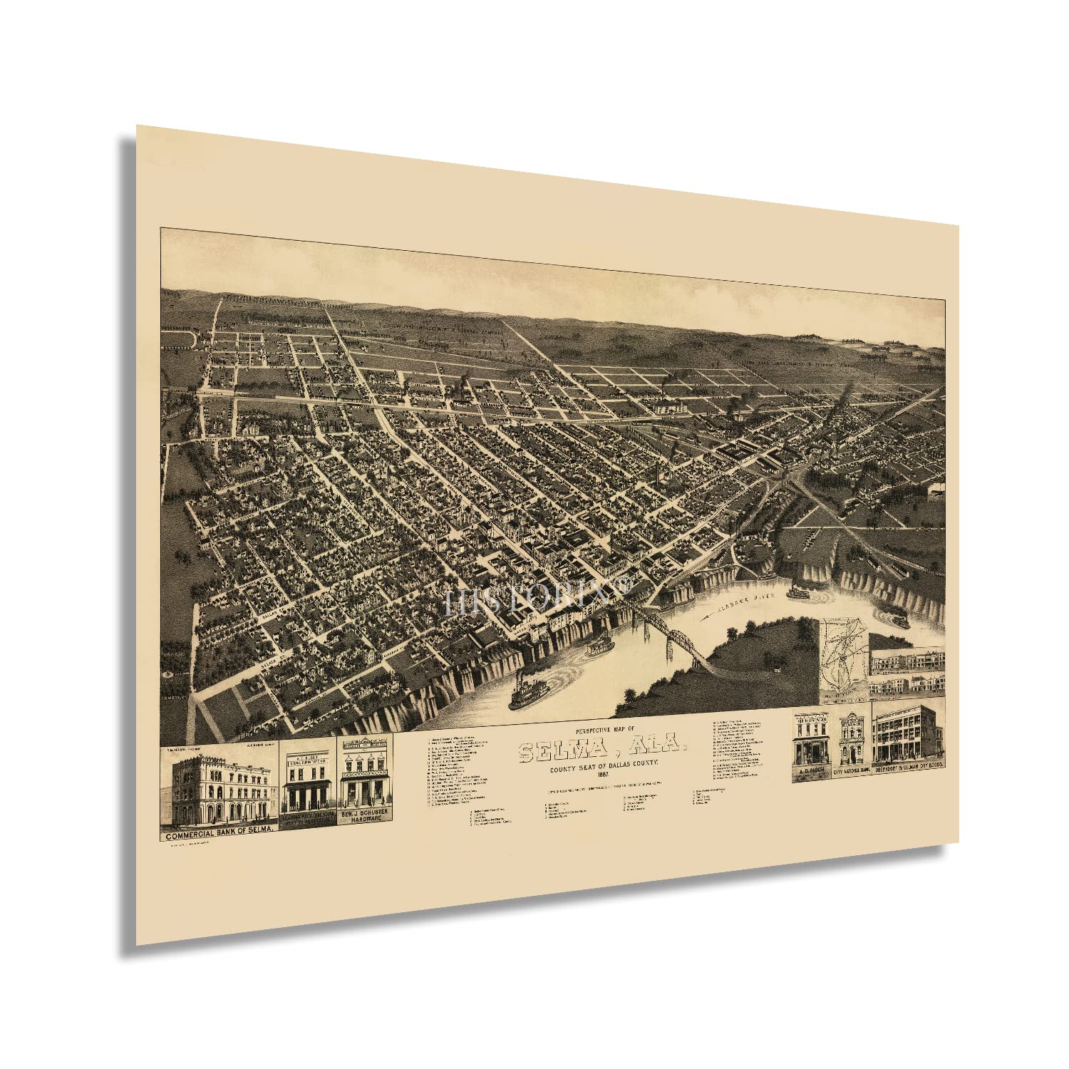 Buy HISTORIX Vintage 1887 Selma Alabama 18x24 Inch Old of Selma