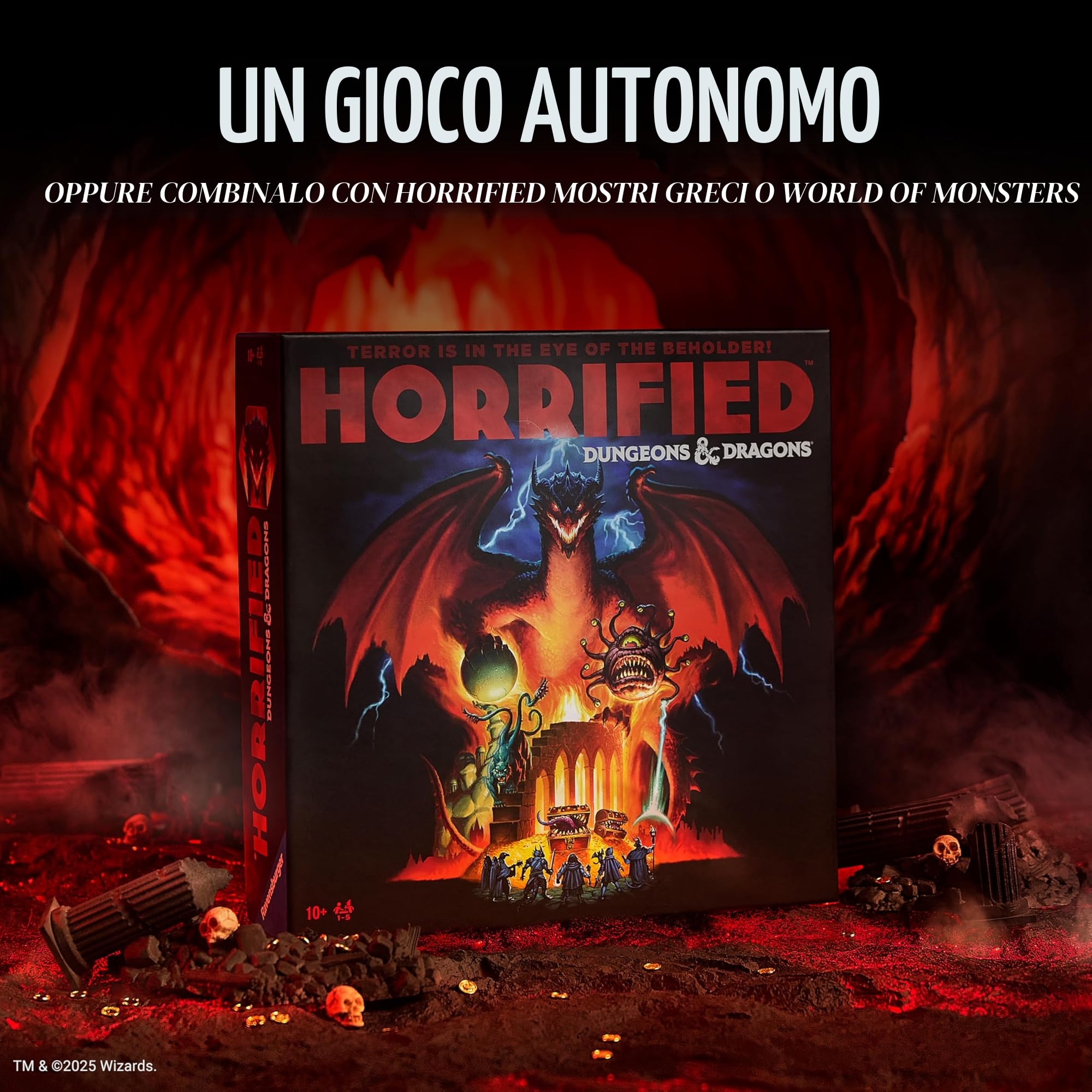 Ravensburger Horrified Games – Dungeons & Dragons – Gioco da tavolo di strategia – Migliora il pensiero critico e il lavoro di squadra – Gioco cooperativo – Sfide uniche con mostri – 1 a 5 giocatori