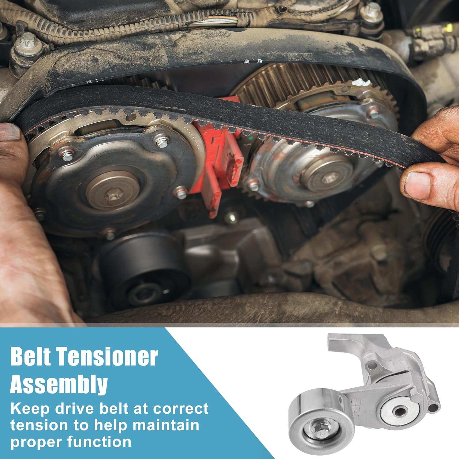 X AUTOHAUX Belt Tensioner Pulley Assembly No.1662075020/1662075040 for Toyota Tacoma 2.7L 2007-2022