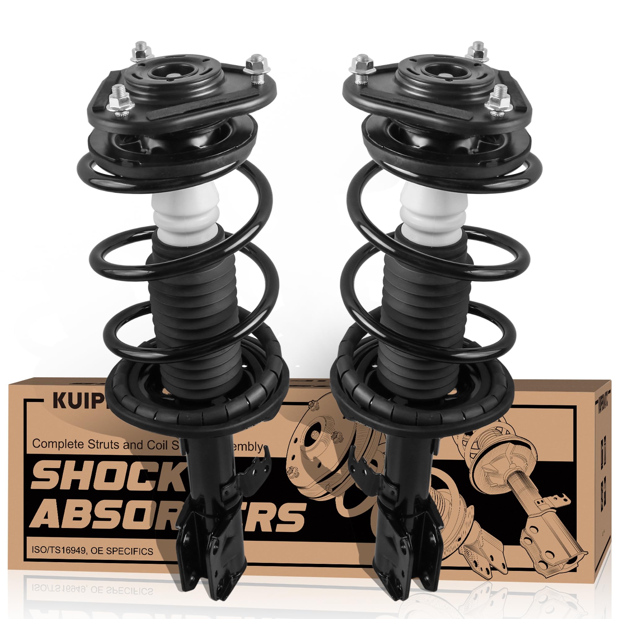 KUIPERAUTO Pair Front Complete Strut Spring Assembly Compatible for 2005-2010 Scion tC 2.4L Strut Shock Absorber Replace for 172390 172391