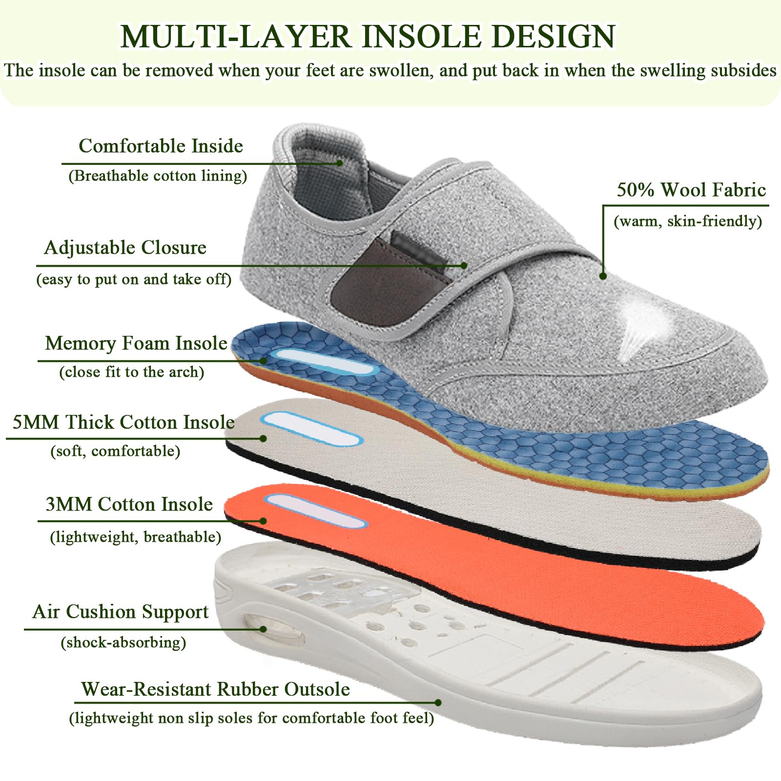 Zapatos con Regulable para Caminar Mujer Hombres, Antideslizantes