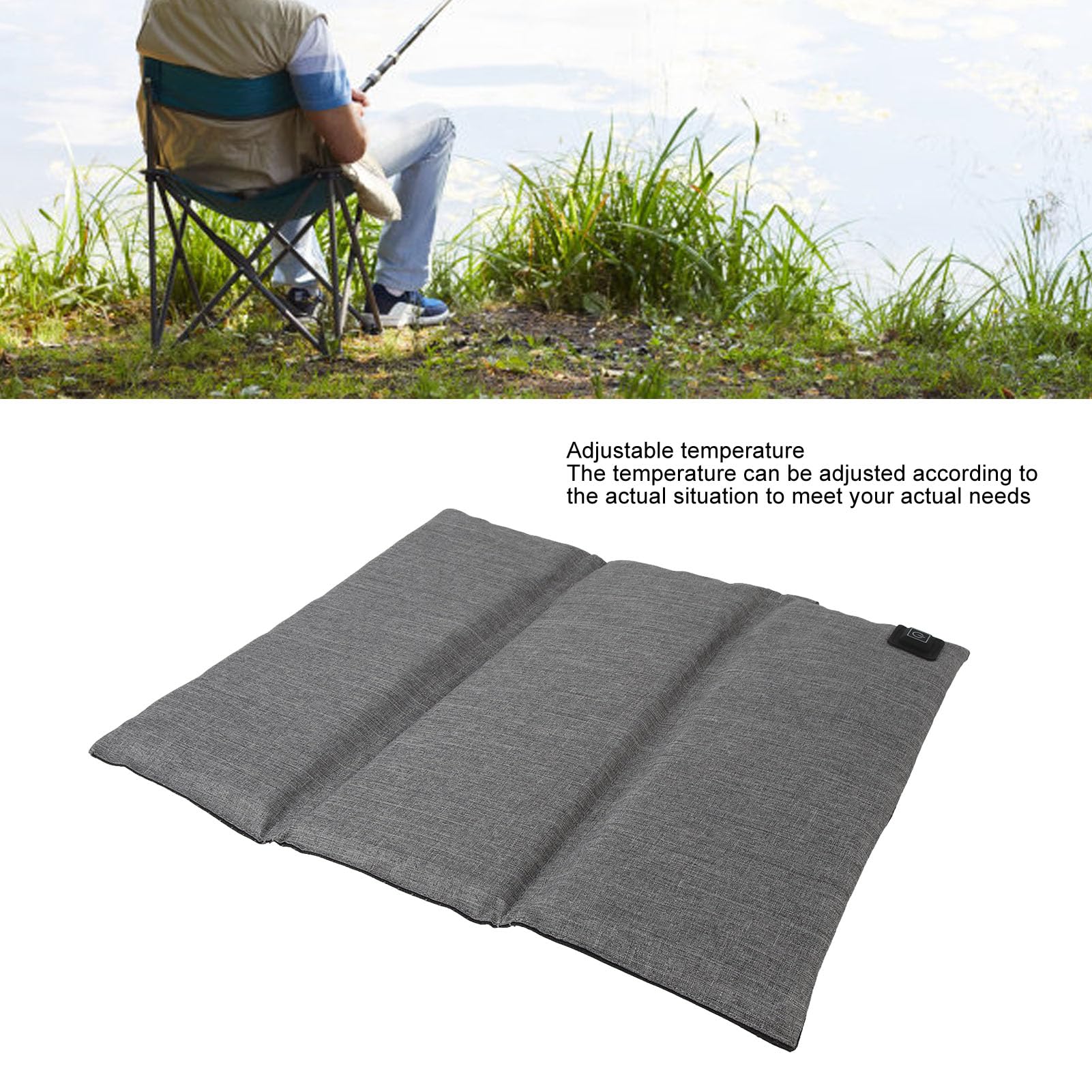Almohada con Calefacción, Cojín de Asiento con Calefacción Portátil, Temperatura Ajustable, Cojín de Asiento de Calefacción USB Plegable Fácil, Tribunal Calentado para Acampar