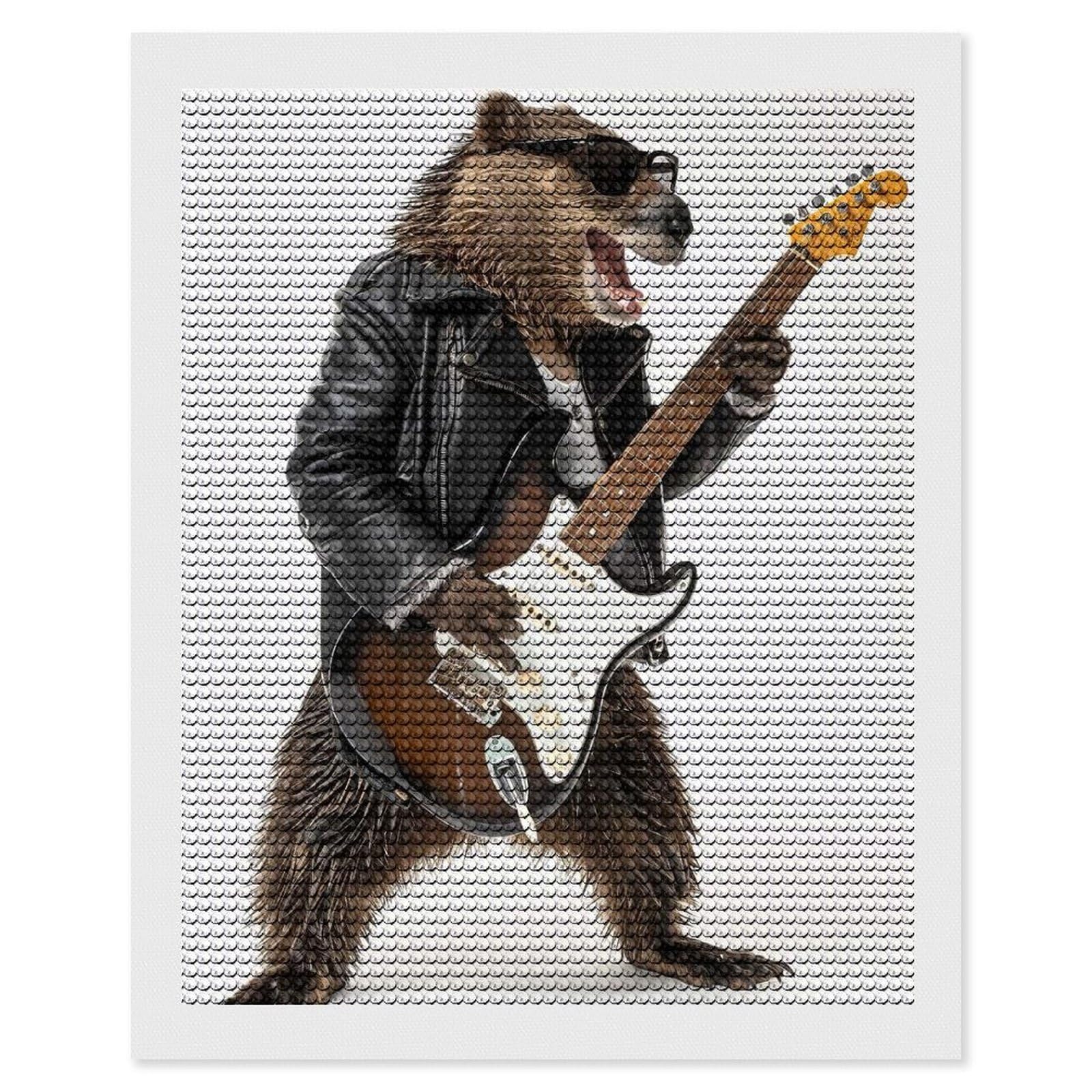 Junmoney Beaver Guitar Diamond Painting Canvas Set 16"x20", Full Kit Included, Calming Craft to Unwind, Farmhouse Decor, Christmas Gift