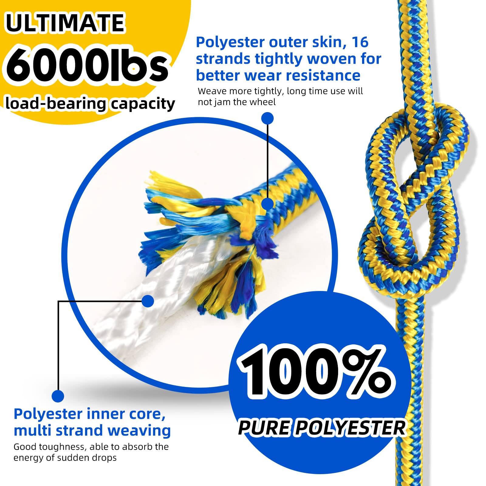 Corda Per Palestra Corda Da Arrampicata Nylon 200 Piedi 7/16 - Foto 6