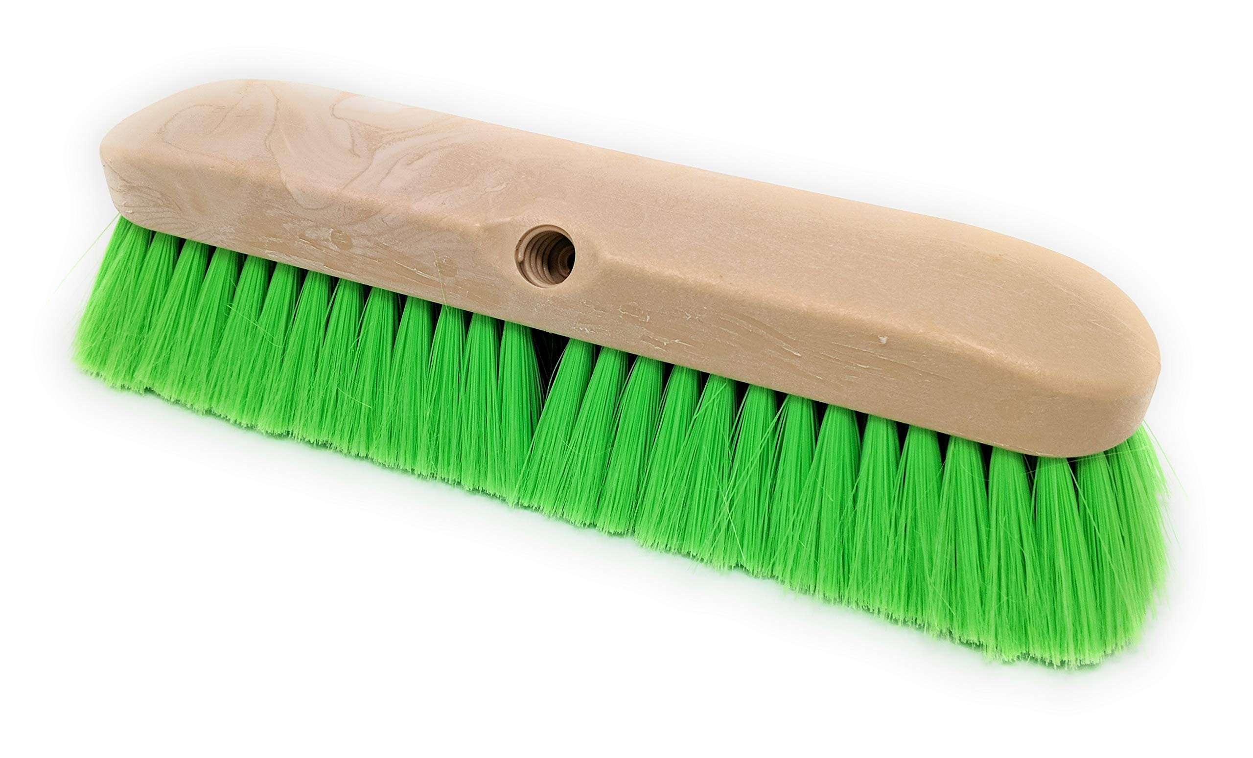 Teravan Green Flow Through Brush Head, Extra Soft Bristle Brush for Gentle Car Wash, RV, Boat, Window & Floor Cleaning, Compatible with Pole Handle (14-Inch)